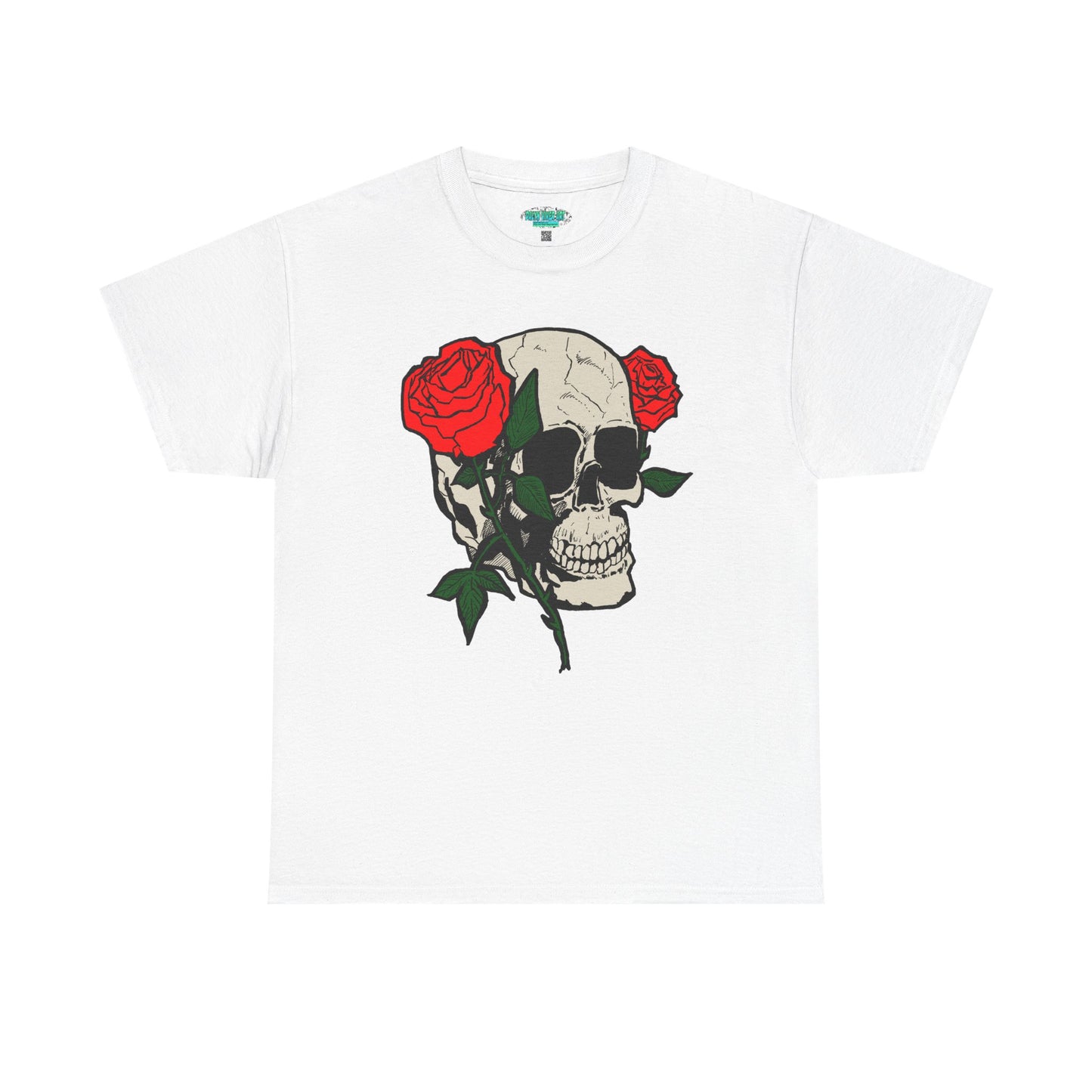 Skull & Roses Unisex Heavy Cotton Tee - Edgy Graphic T-Shirt for Casual Style