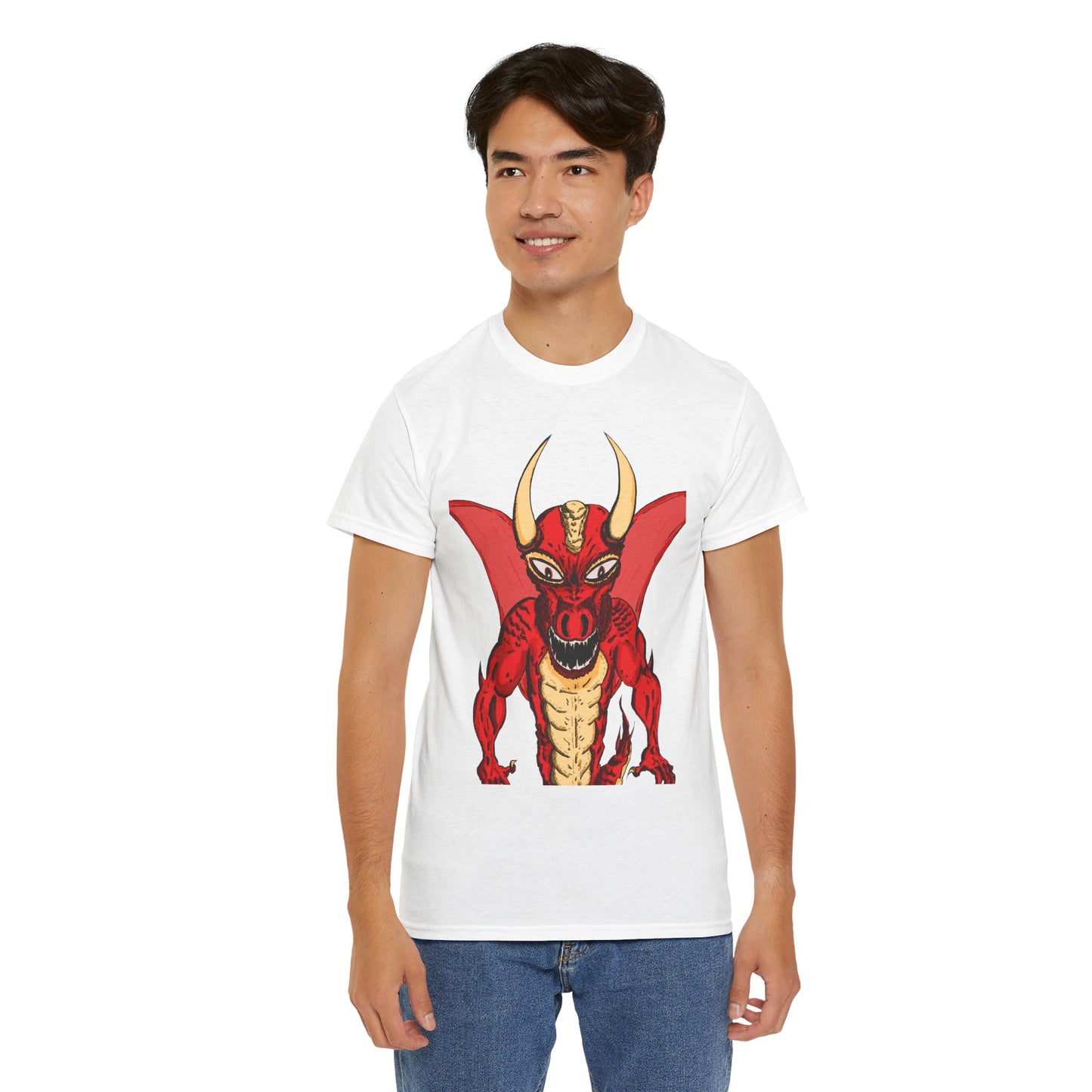 Bold Red Dragon Unisex Heavy Cotton Tee | Graphic Shirt for Anime Fans, Party Wear, Casual Outfit, Gift for Him/Her