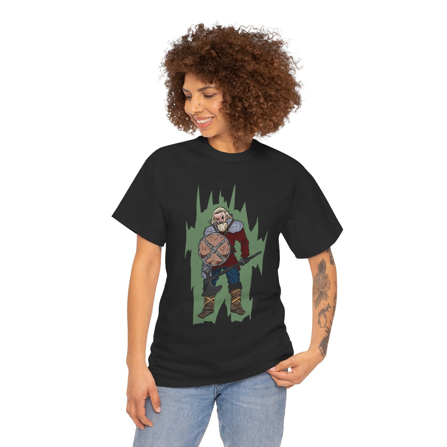 Epic Warrior Graphic Tee, Unisex Heavy Cotton Shirt, Casual Wear, Gamer Gift, Medieval Art Clothing, Battle Theme Fashion
