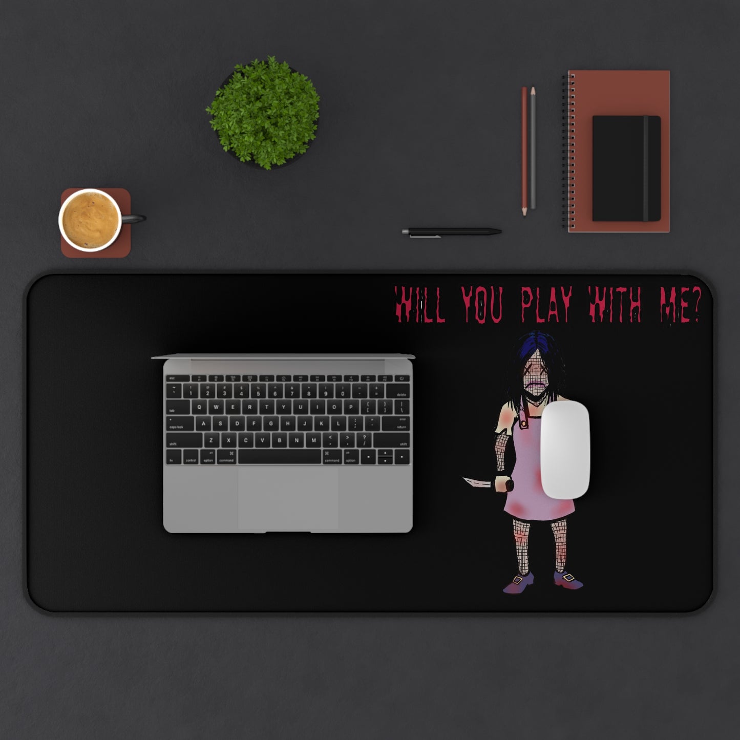 Will You Play with Me - Evil Doll Desk Mat