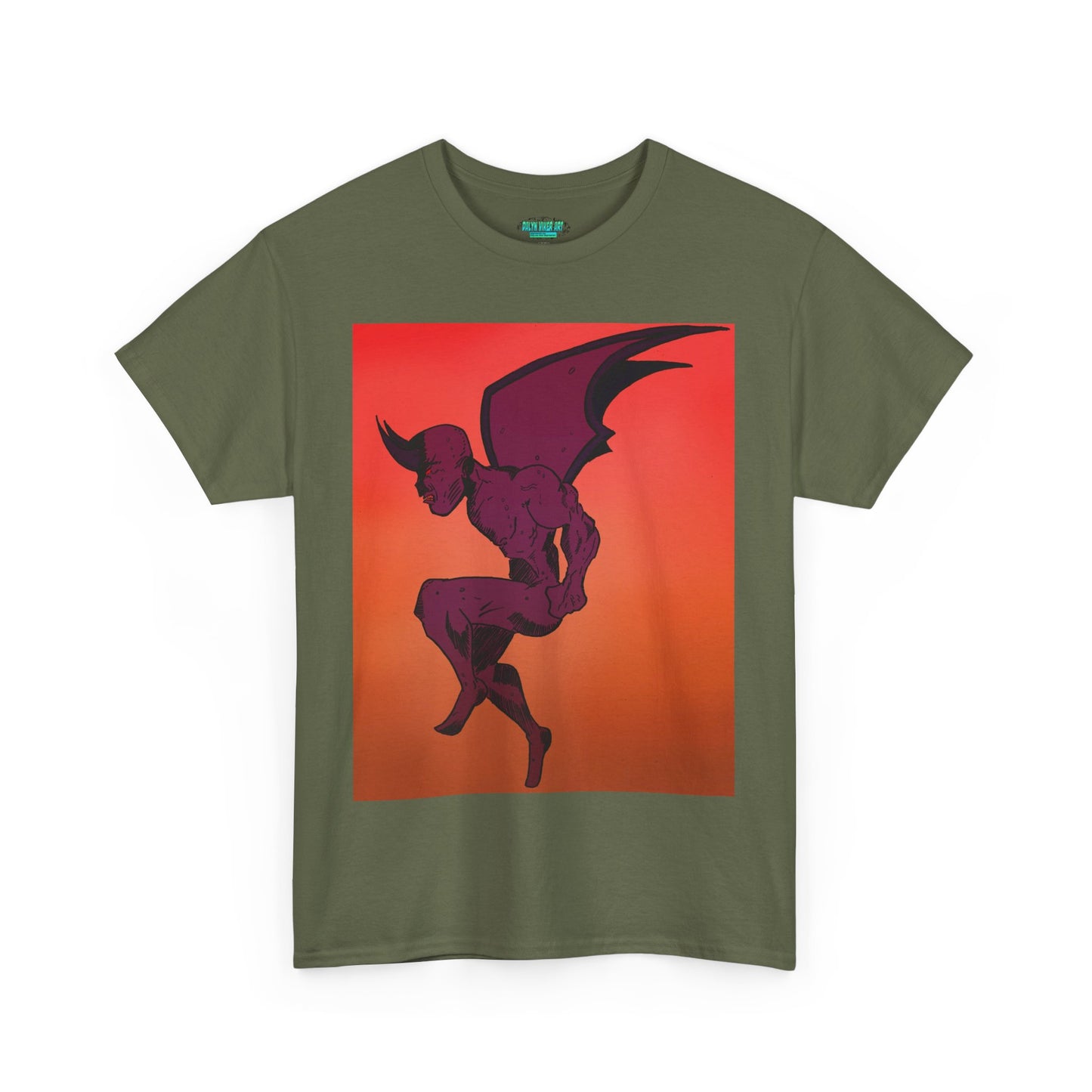 Unisex Heavy Cotton Tee - Vibrant Demon Art Design
