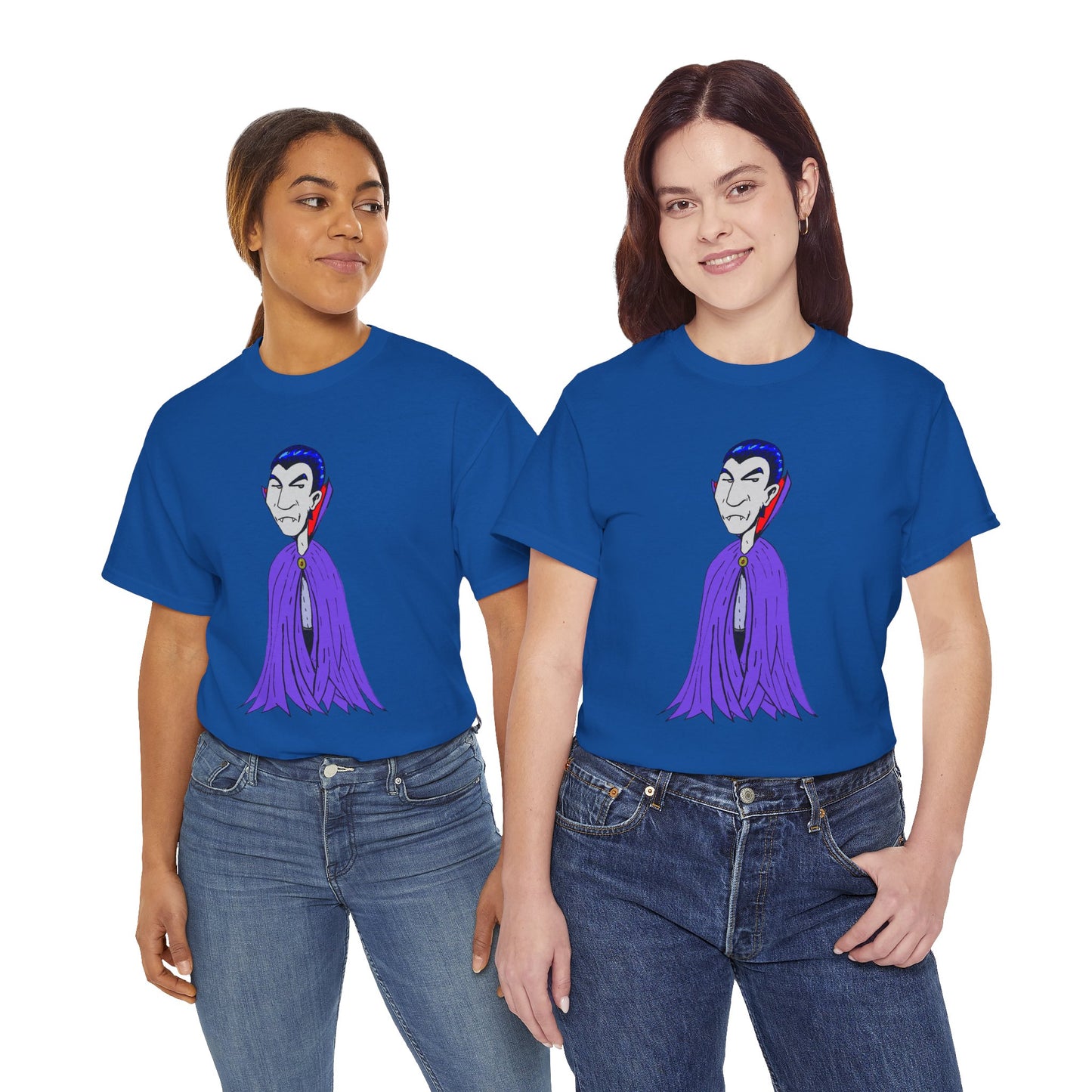 Vampire Cartoon Tee - Cute Purple Cloak Dracula Graphic T-Shirt