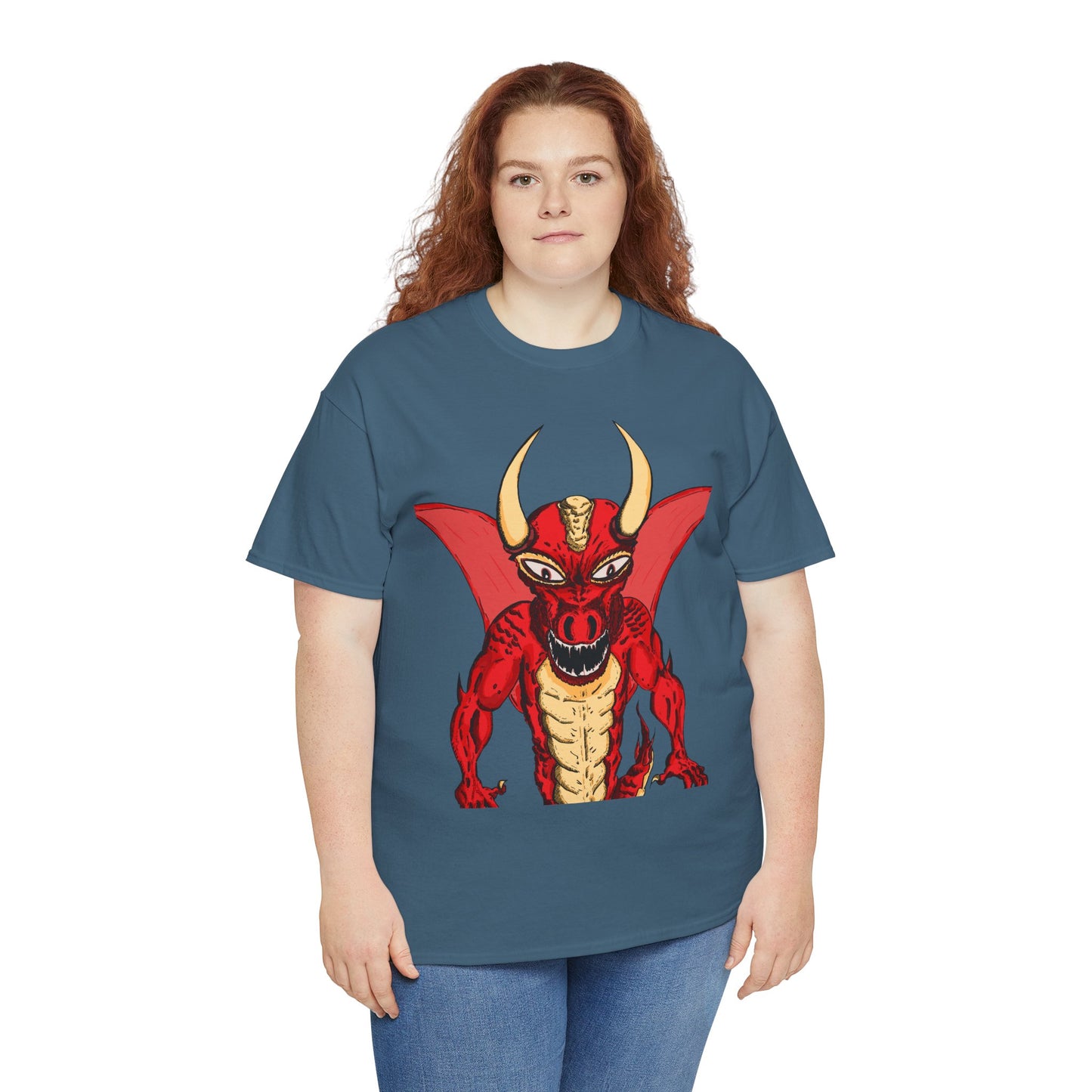 Bold Red Dragon Unisex Heavy Cotton Tee | Graphic Shirt for Anime Fans, Party Wear, Casual Outfit, Gift for Him/Her