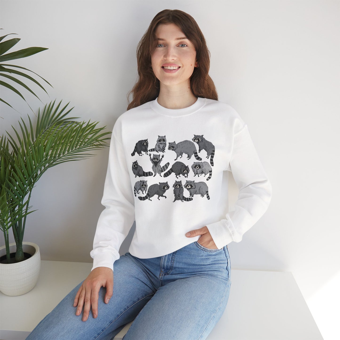 Playful Raccoon Crewneck Sweatshirt - Unisex Heavy Blend