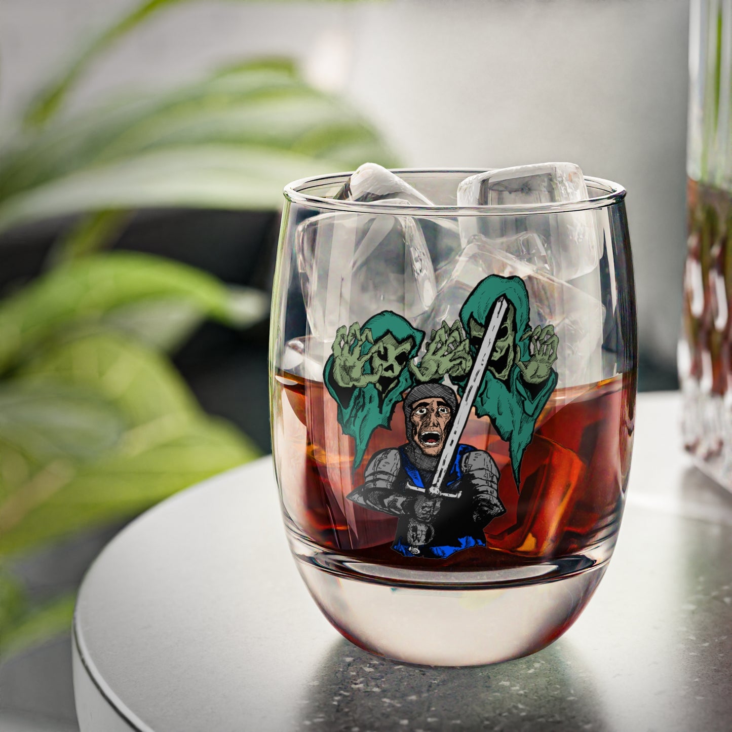 Funny Whiskey Glass - Gaming Theme with Knight Fright Design