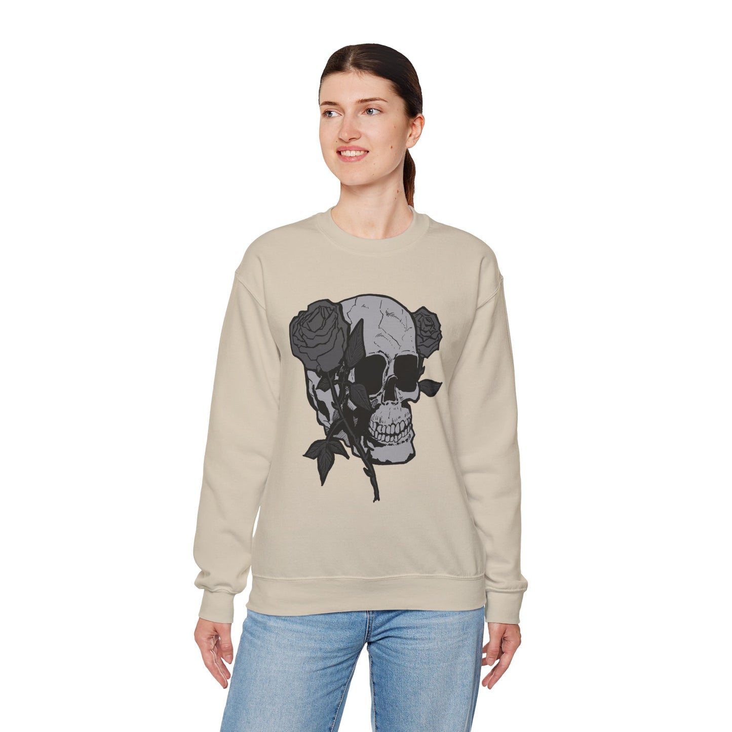Skull and Roses Crewneck Sweatshirt - Unisex Heavy Blend™