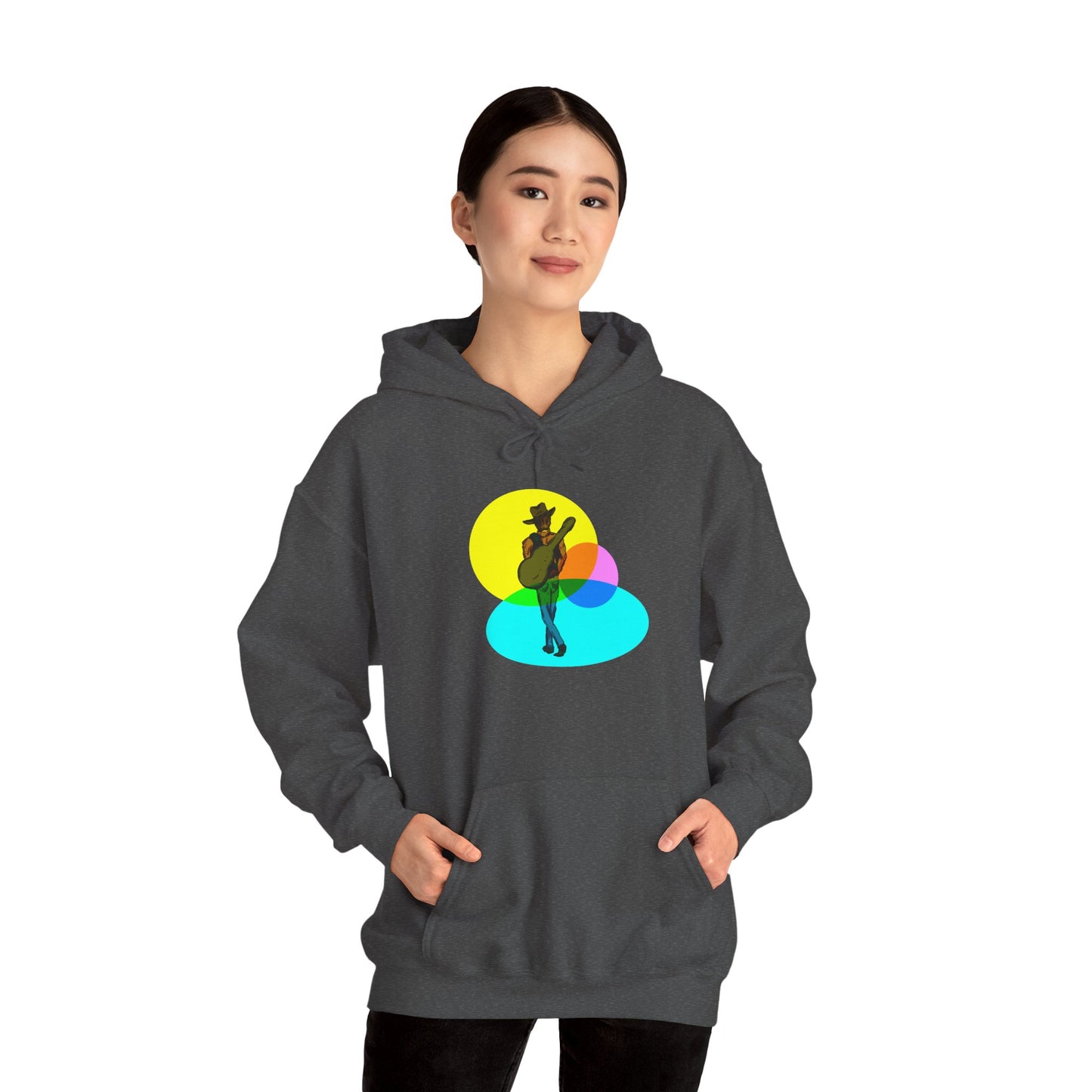Cowboy with Guitar Hoodie — Colorful Retro Music Graphic Sweatshirt