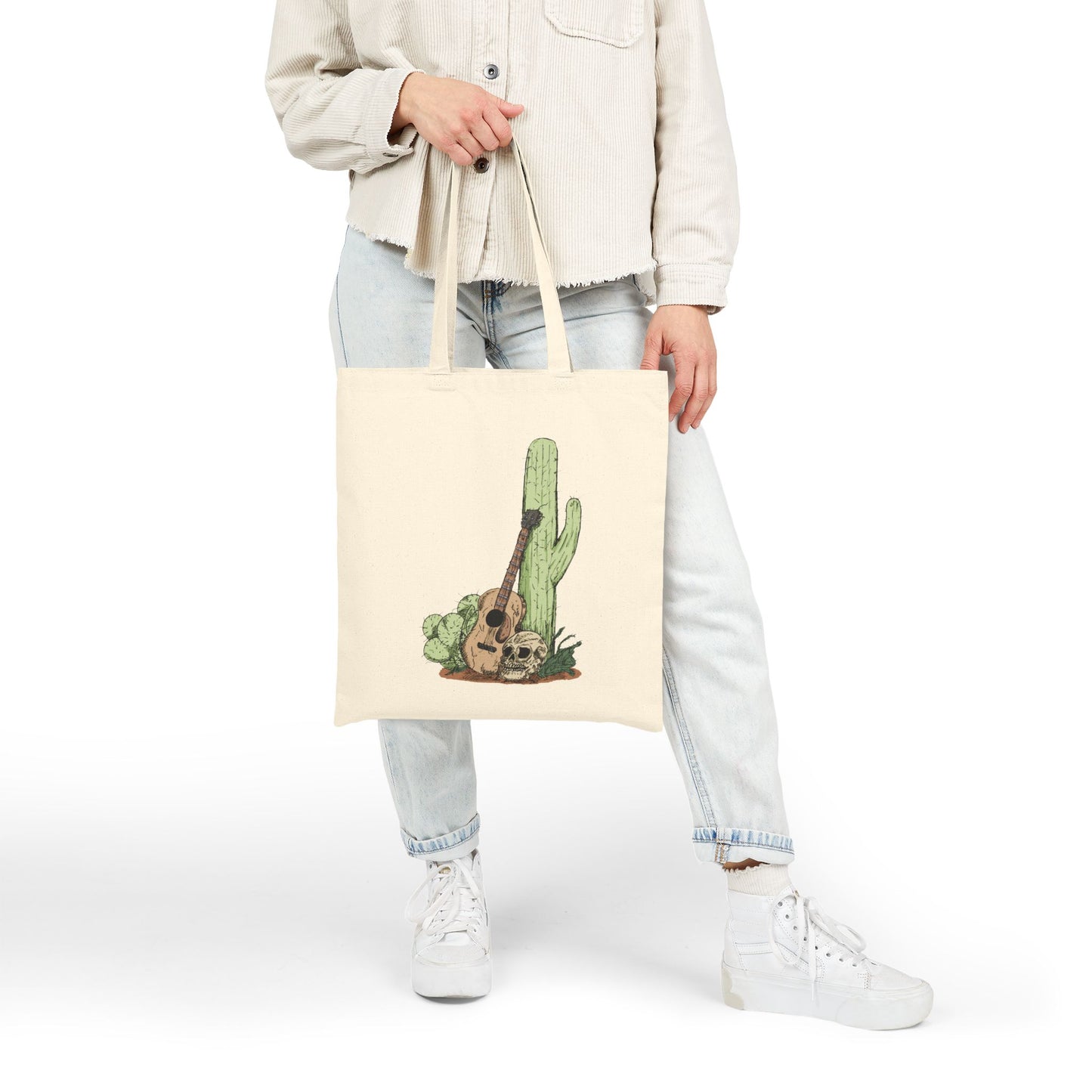 Desert Guitar Canvas Tote Bag – Cactus & Guitar Eco Shopper