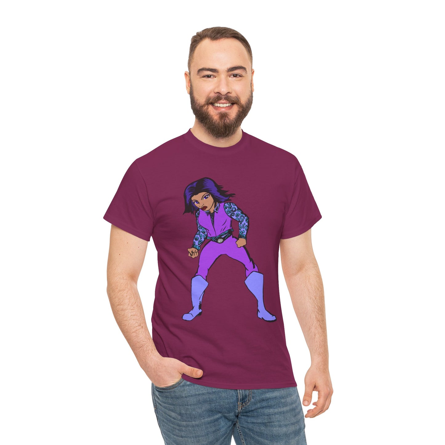 Retro Cartoon Hero Woman Character Unisex Heavy Cotton Tee, Vintage Graphic Tee, Fun T-Shirt, Gift for Fans, Casual Wear, Everyday Tee