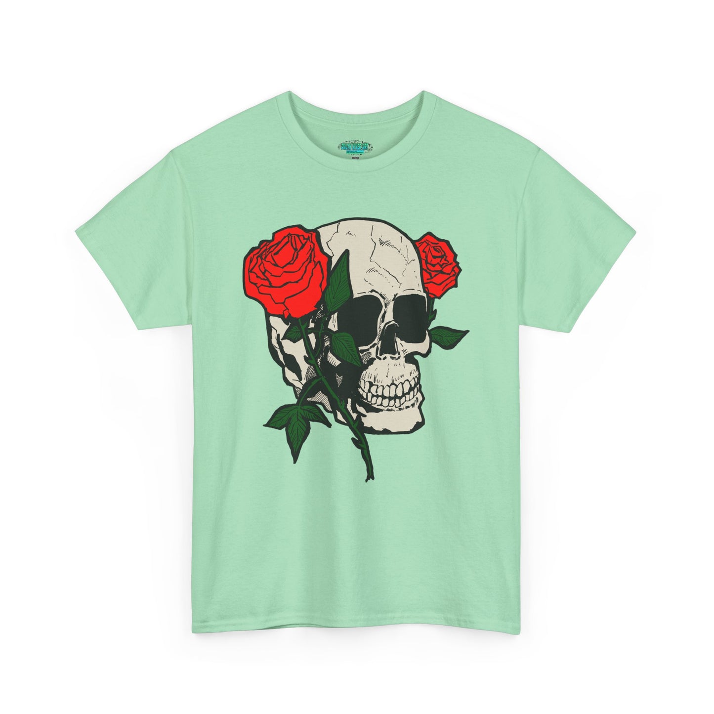 Skull & Roses Unisex Heavy Cotton Tee - Edgy Graphic T-Shirt for Casual Style