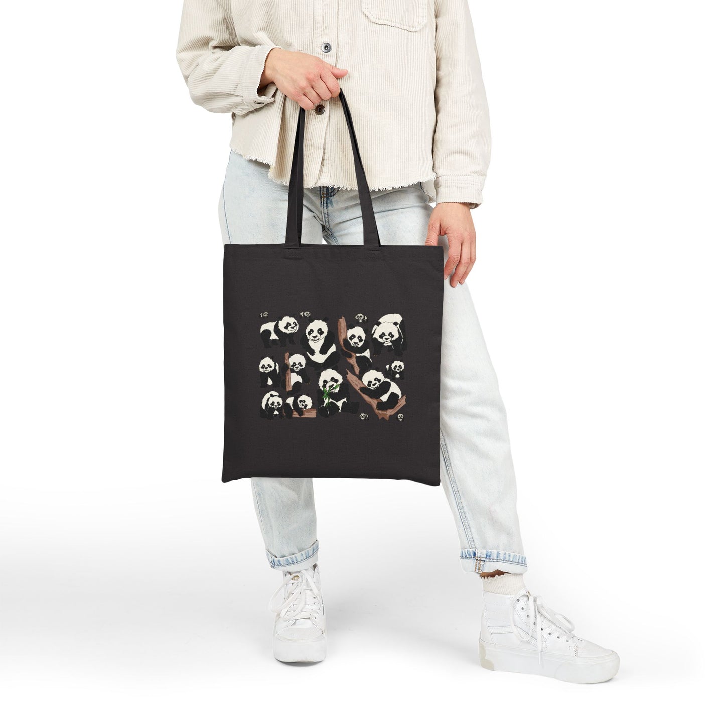Panda Collage Cotton Canvas Tote Bag – Cute Eco-Friendly Grocery & Everyday Shopper