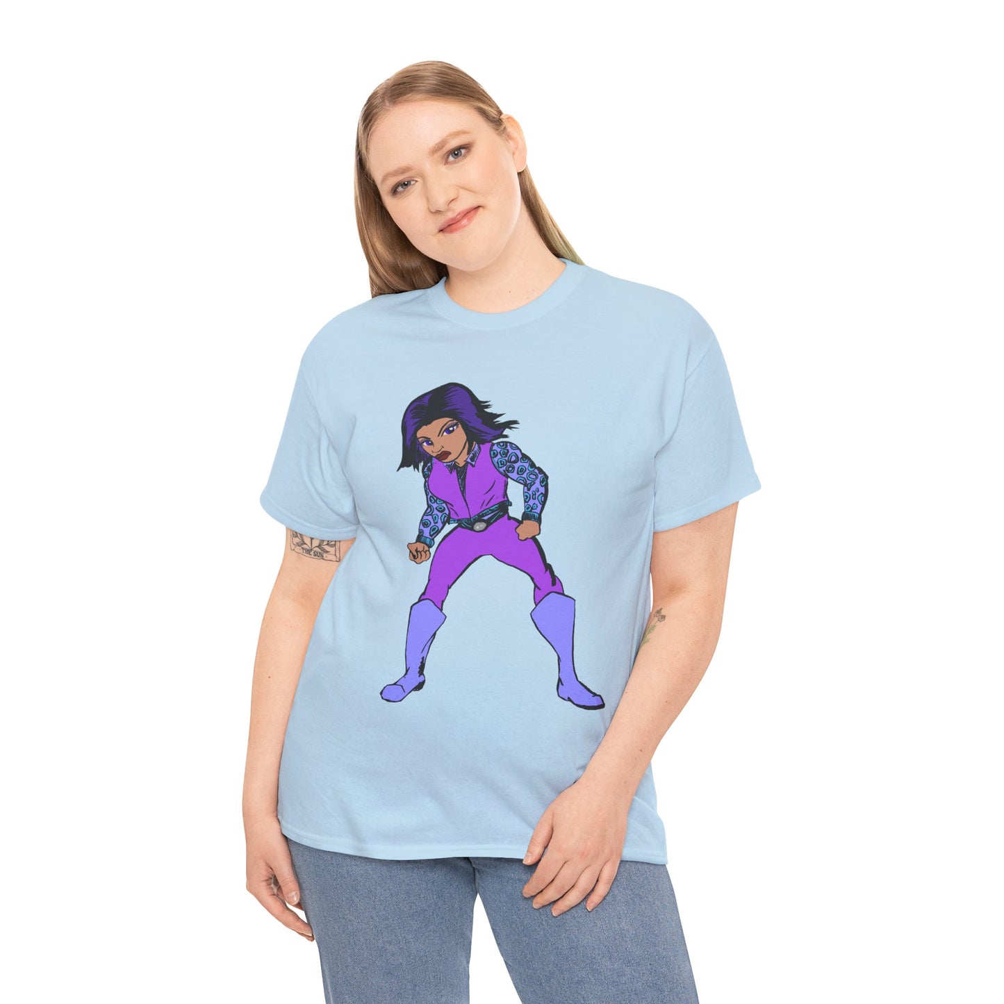 Retro Cartoon Hero Woman Character Unisex Heavy Cotton Tee, Vintage Graphic Tee, Fun T-Shirt, Gift for Fans, Casual Wear, Everyday Tee