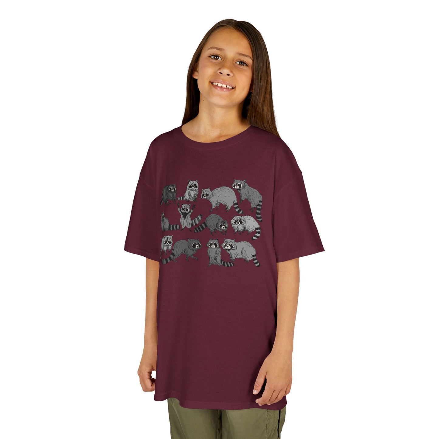 Cute Raccoons Pattern Kids Tee, Animal Lover Gift, Funny Raccoon Shirt, Children's Apparel, Birthday Outfit, Pet Lover Tee