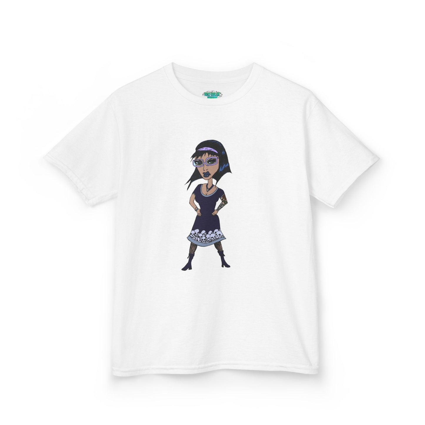 Kids Tee — Vintage Gothic Girl Cartoon Graphic Tee for Children