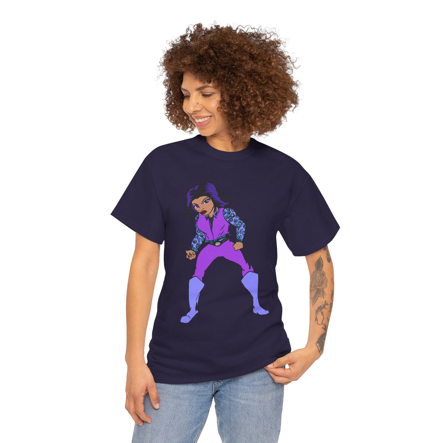 Retro Cartoon Hero Woman Character Unisex Heavy Cotton Tee, Vintage Graphic Tee, Fun T-Shirt, Gift for Fans, Casual Wear, Everyday Tee