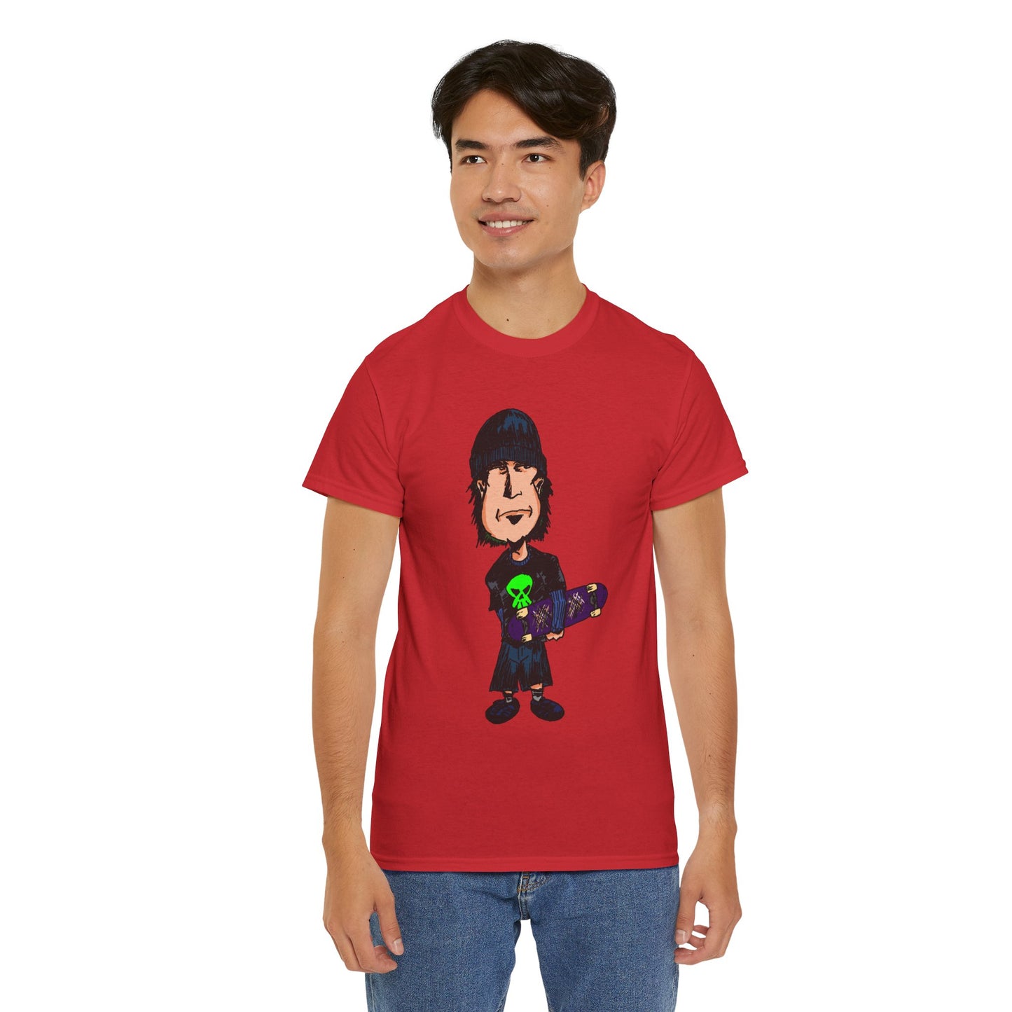 Rude Skater Dude - Skate Punk Cartoon Tee – Boy with Skateboard Graphic Shirt