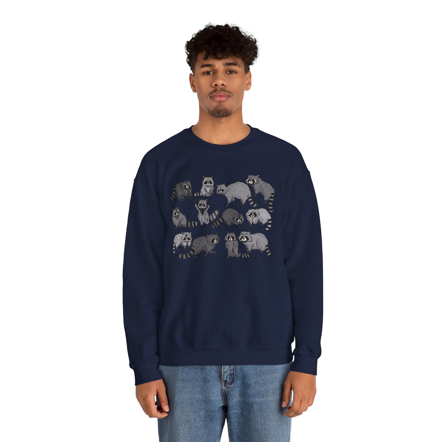 Playful Raccoon Crewneck Sweatshirt - Unisex Heavy Blend