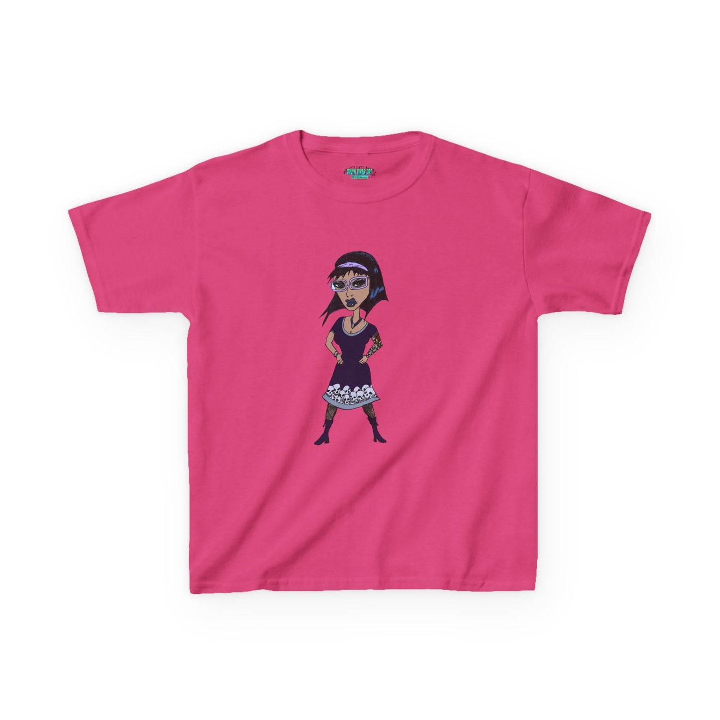 Kids Tee — Vintage Gothic Girl Cartoon Graphic Tee for Children