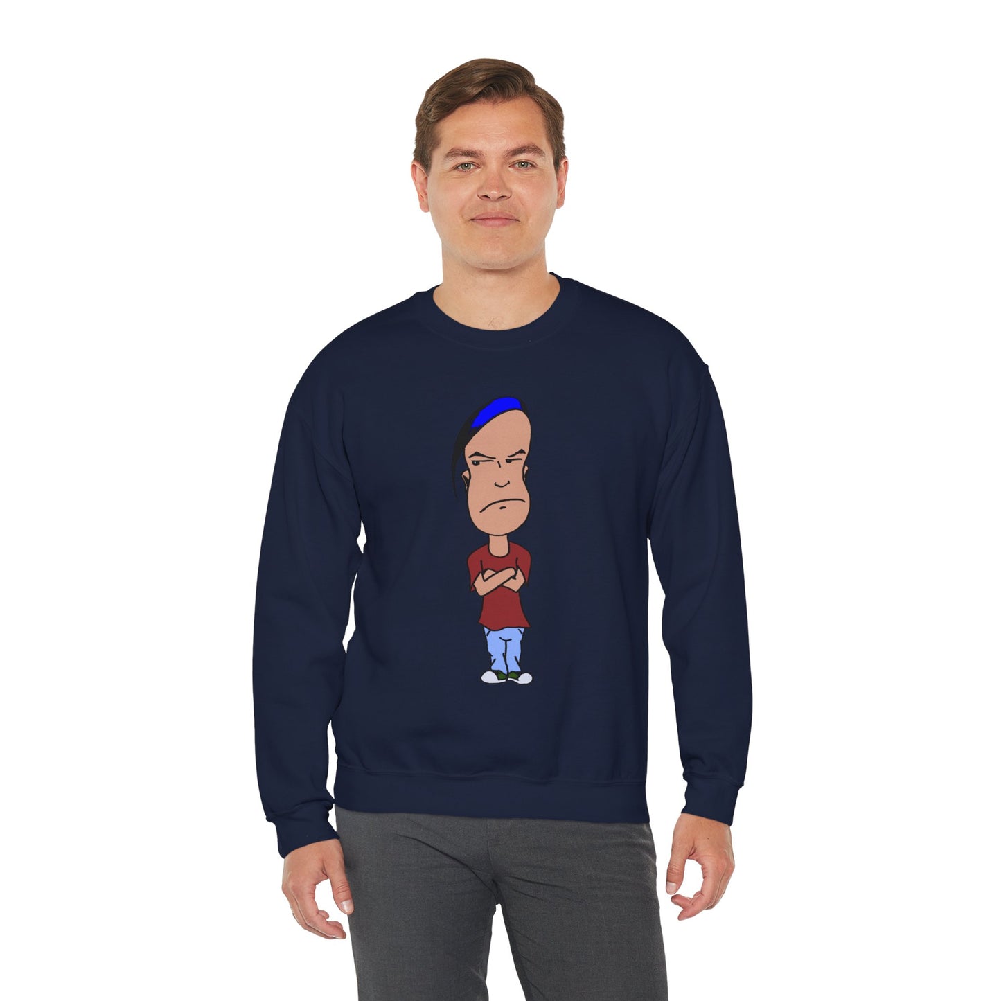 Smug Cartoon Graphic Crewneck Sweatshirt for Casual Style