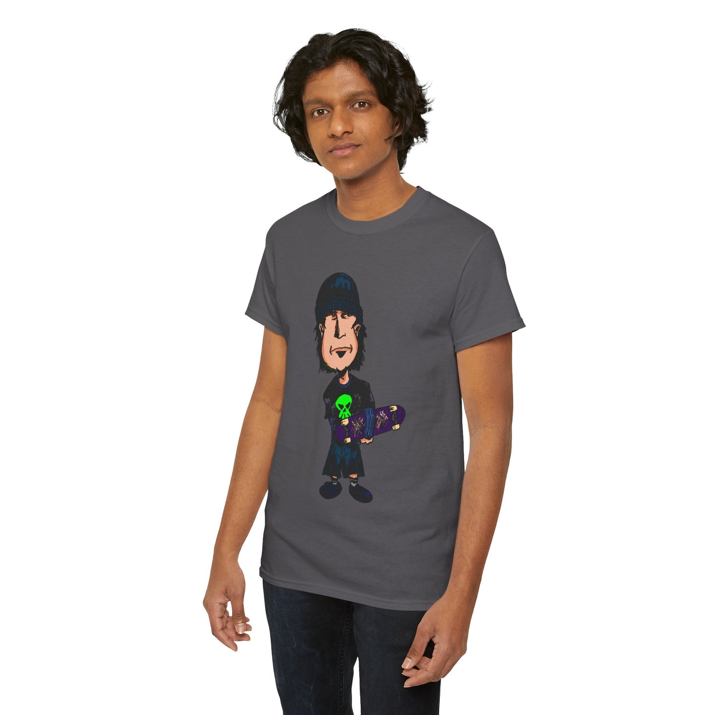 Rude Skater Dude - Skate Punk Cartoon Tee – Boy with Skateboard Graphic Shirt