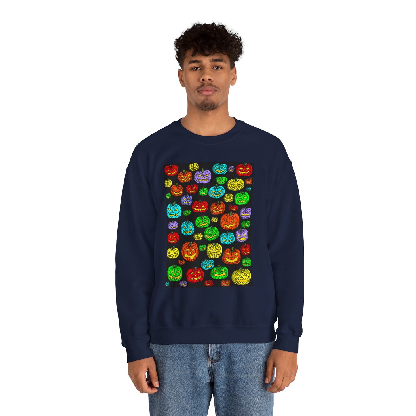 Halloween Colorful Pumpkin Graphic Crewneck Sweatshirt