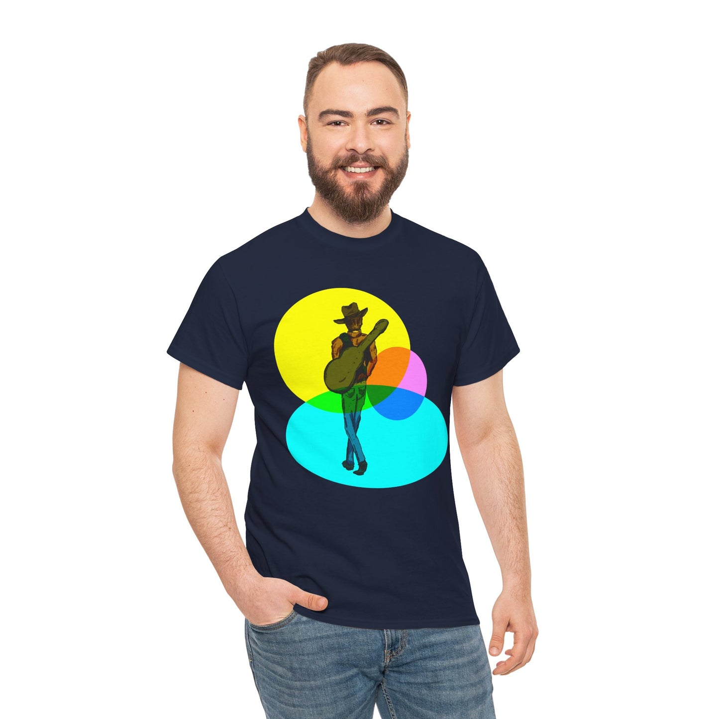 Cowboy Guitar Tee — Colorful Music T‑Shirt