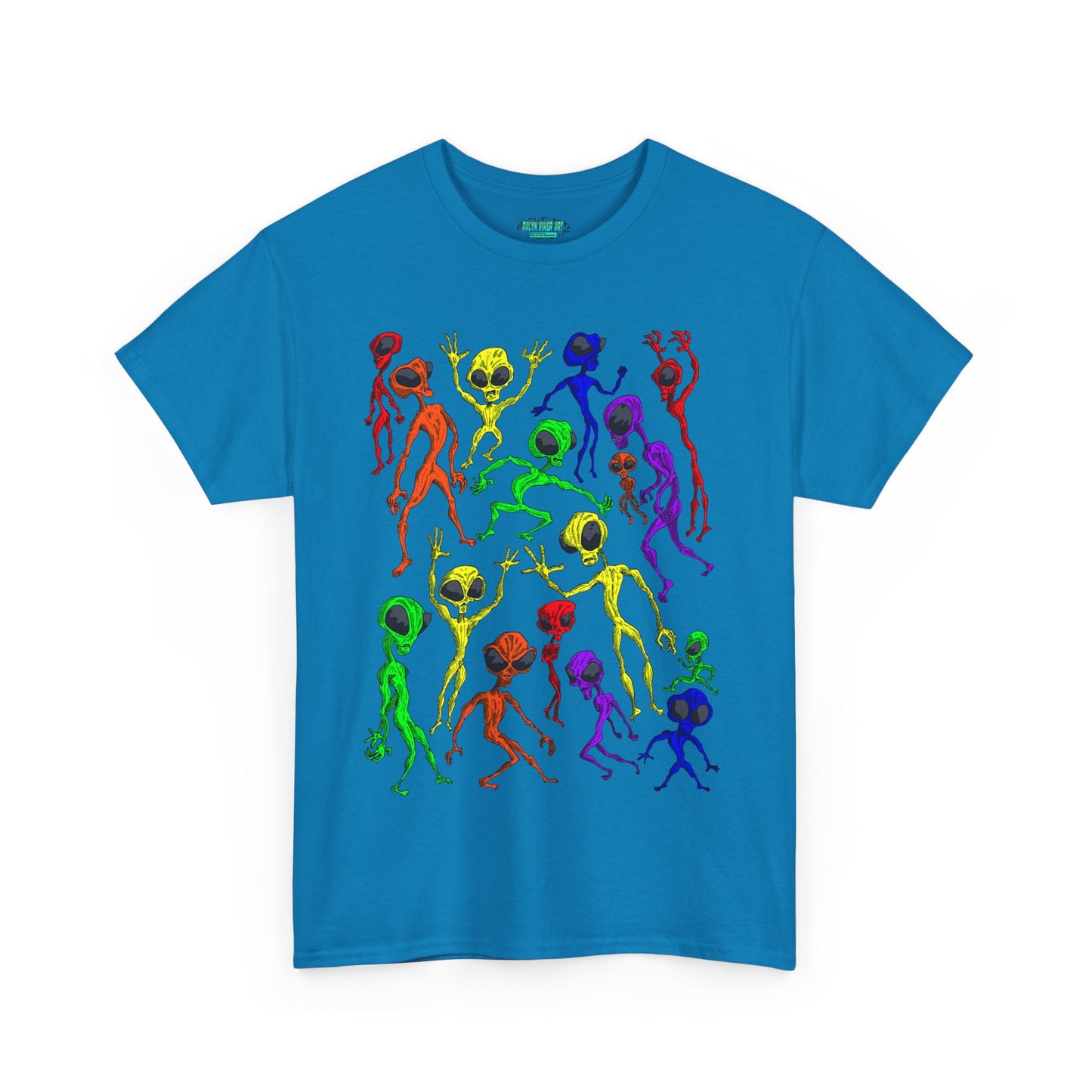 Rainbow Alien Dance Party Unisex Tee - Cosmic Sci-Fi Shirt