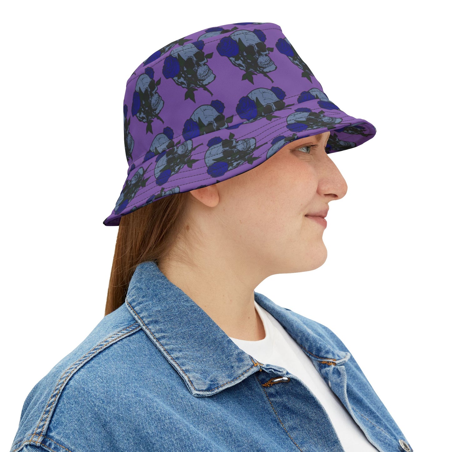 Purple Floral Skull Bucket Hat - Fun Summer Accessory, Stylish Gift for Festivals, Beach Days, Travel, Casual Wear, Photography
