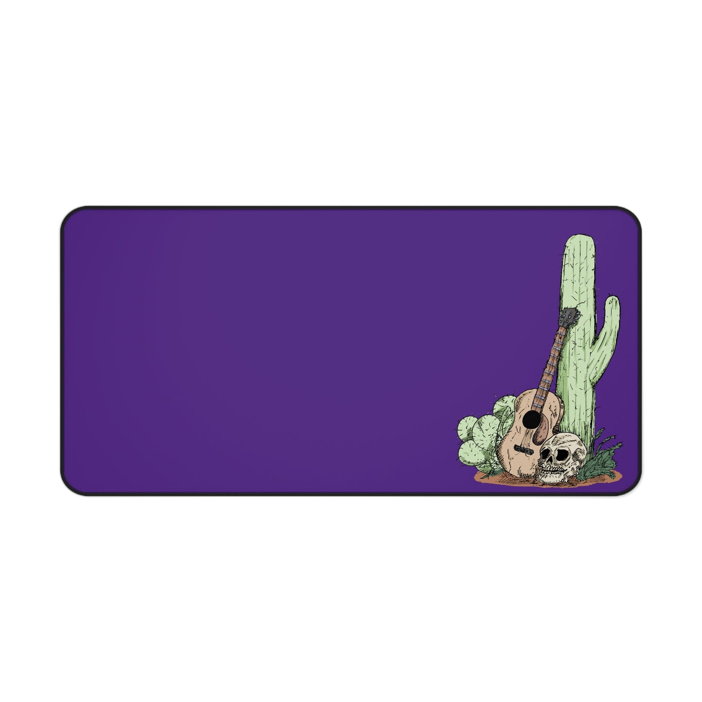 Desert Vibe Desk Mat, Cactus & Guitar Decor, Office Accessory, Musician Gift, Gamer Desk Pad, Unique Workspace Decor