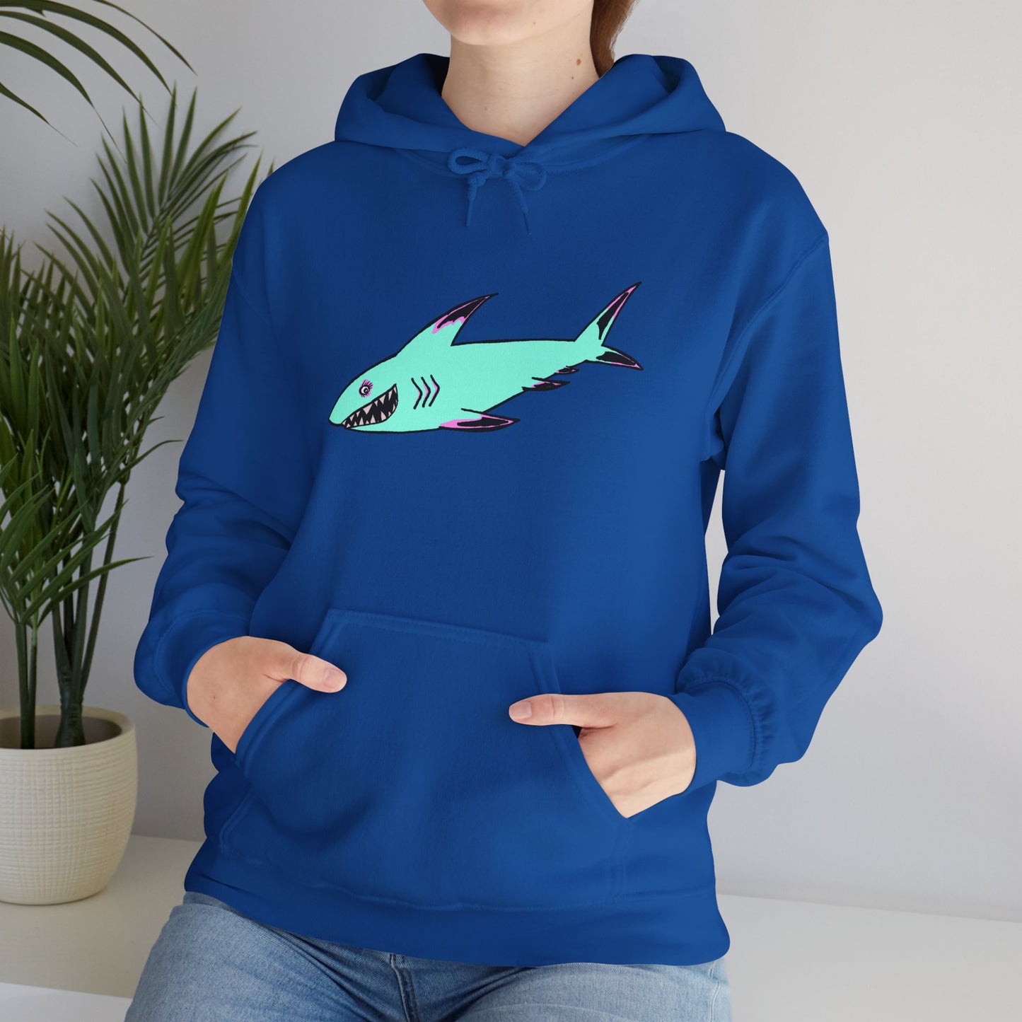 Shark Graphic Unisex Hoodie, Fun Casual Wear, Beach Lover's Gift, Relaxing Lounge Sweatshirt, Unique Gift for Any Occasion