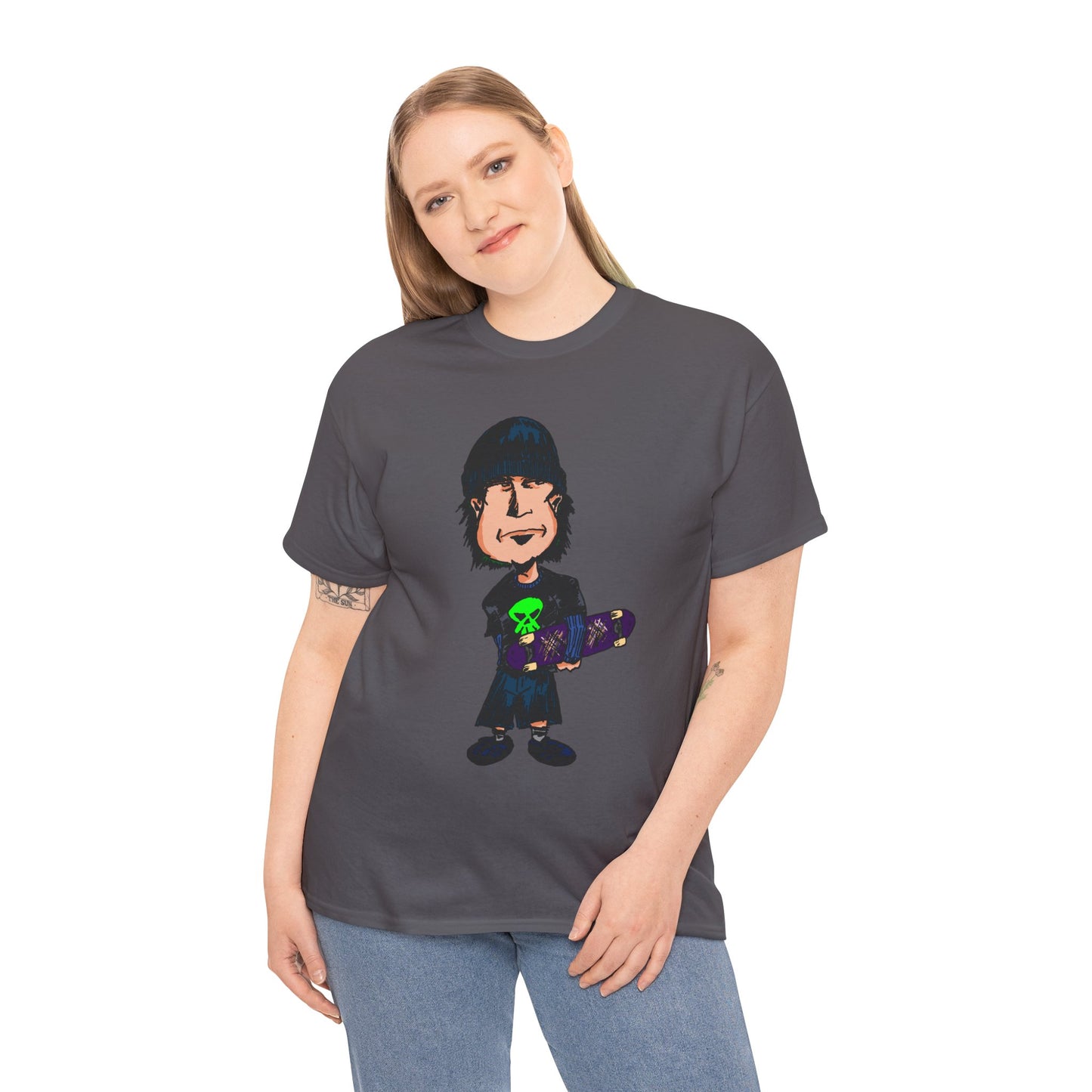 Rude Skater Dude - Skate Punk Cartoon Tee – Boy with Skateboard Graphic Shirt
