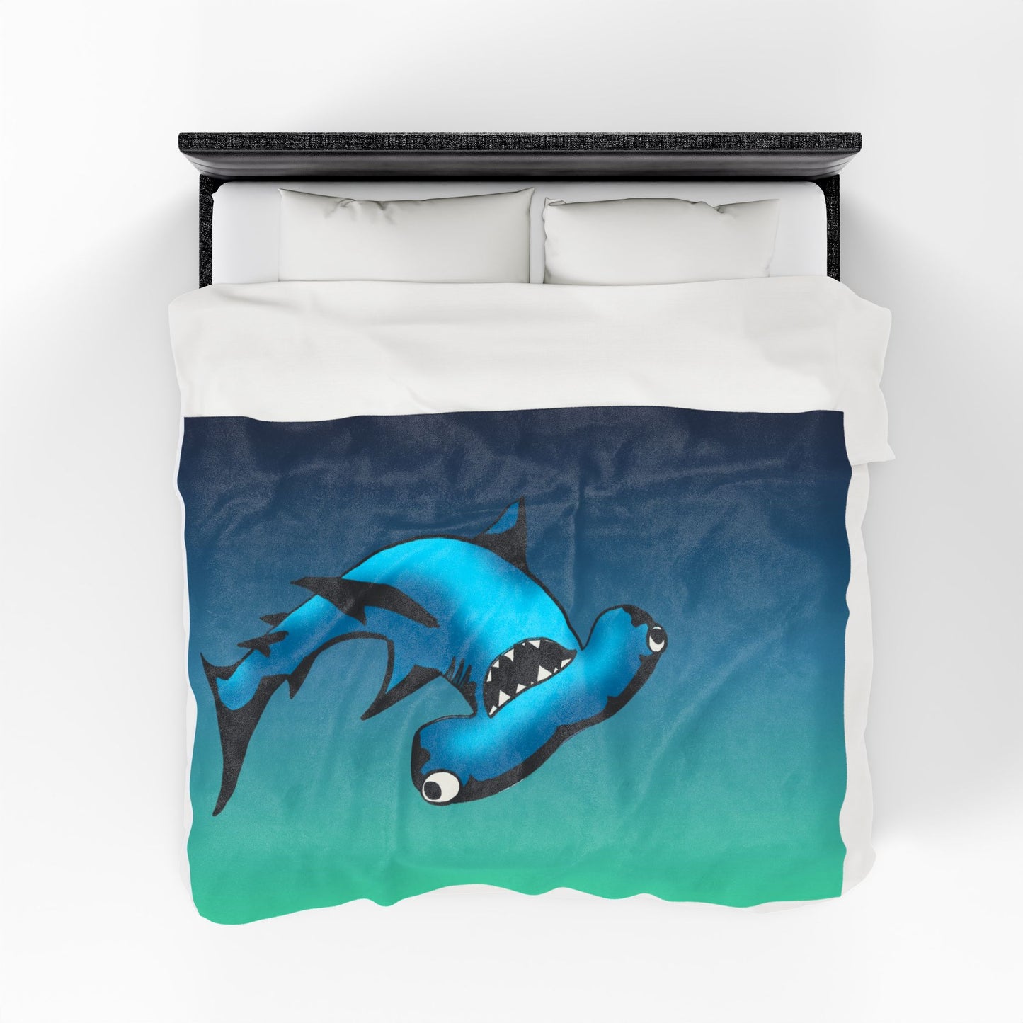 Harley Hammerhead Shark Velveteen Plush Blanket — Cute Ocean Animal Throw for Kids & Beach Lovers