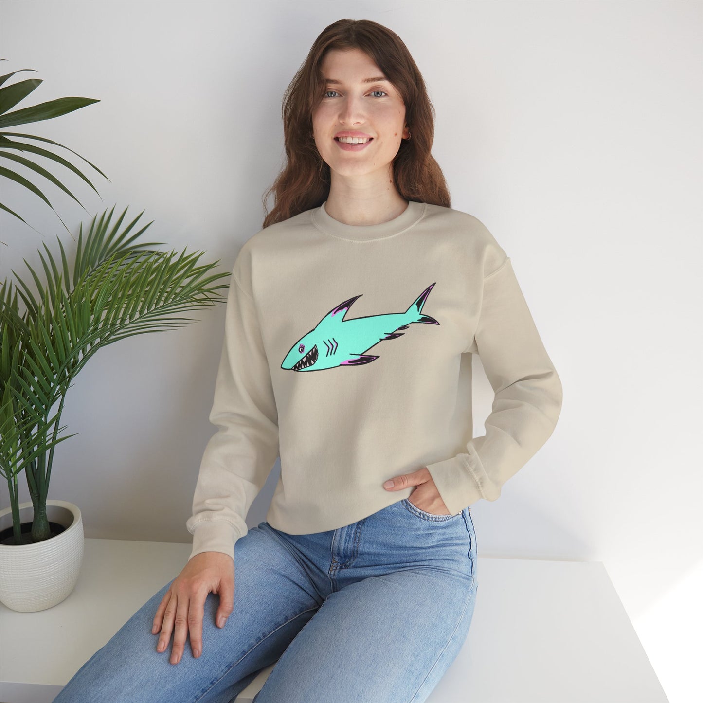 Charming Shark Graphic Sweatshirt - Unisex Heavy Blend™ Crewneck
