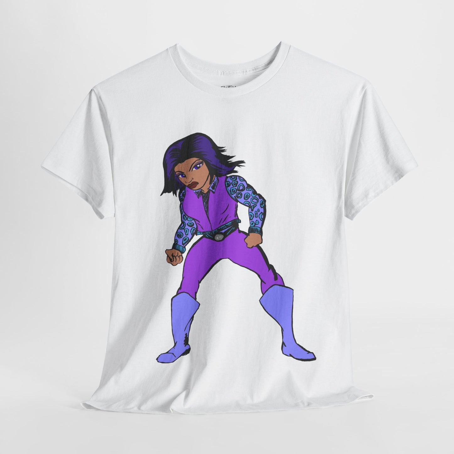 Retro Cartoon Hero Woman Character Unisex Heavy Cotton Tee, Vintage Graphic Tee, Fun T-Shirt, Gift for Fans, Casual Wear, Everyday Tee