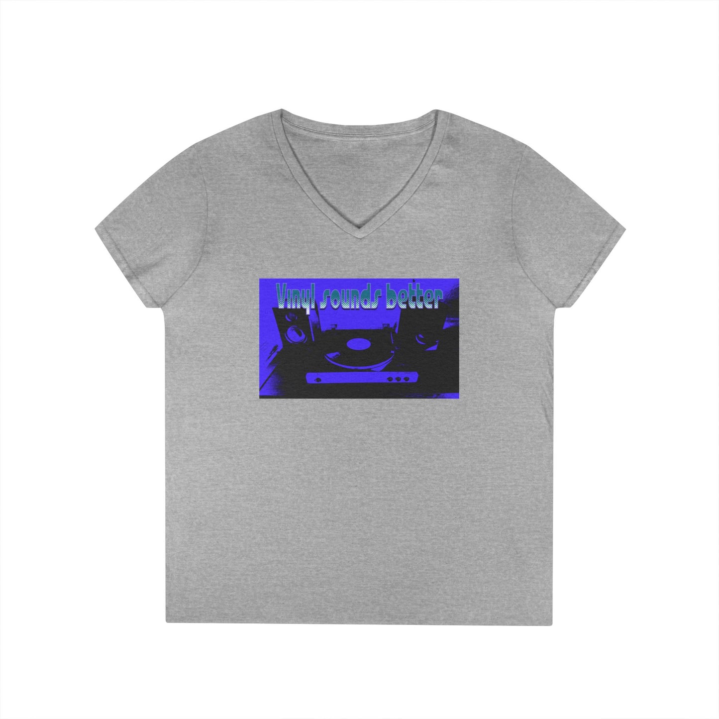 Vinyl Vibes Ladies' V-Neck T-Shirt - Music Lovers Tee