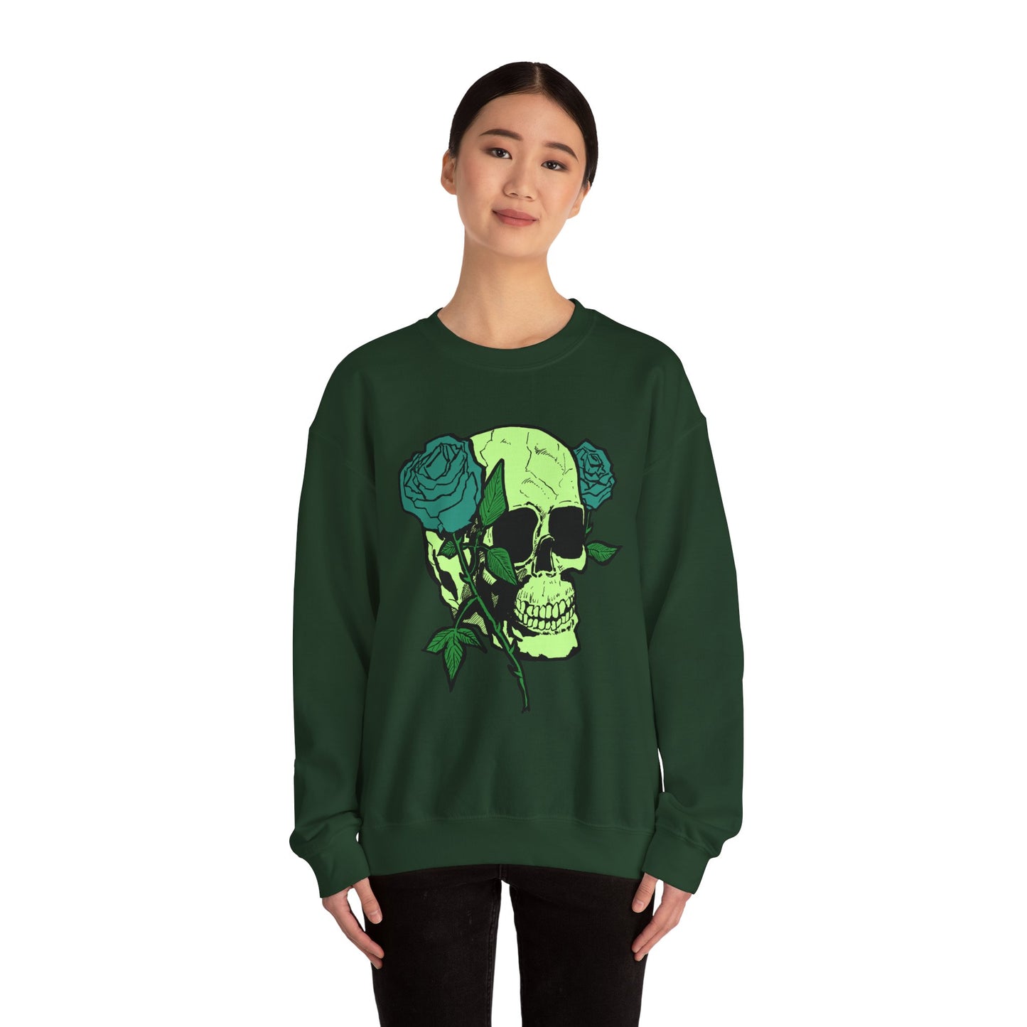Skull and Roses Crewneck Sweatshirt for Unisex