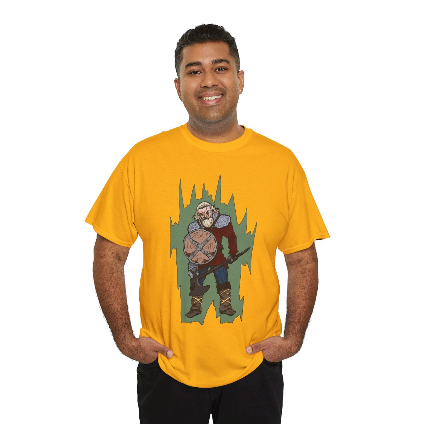 Epic Warrior Graphic Tee, Unisex Heavy Cotton Shirt, Casual Wear, Gamer Gift, Medieval Art Clothing, Battle Theme Fashion