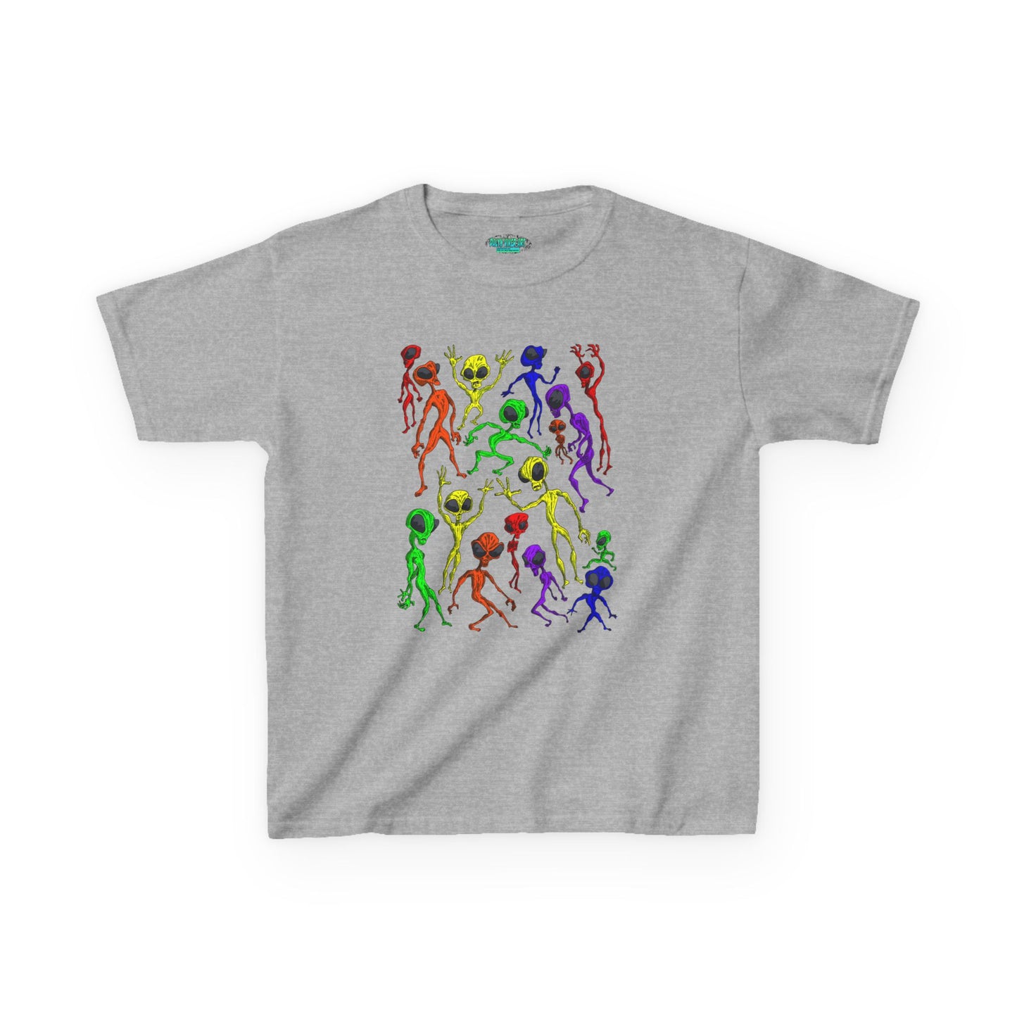 Colorful Alien Dance Party Kids Tee, Fun Graphic T-Shirt, Youth Summer Apparel, Gift for Young Dancers, Birthday Party Outfit, Festival Wear