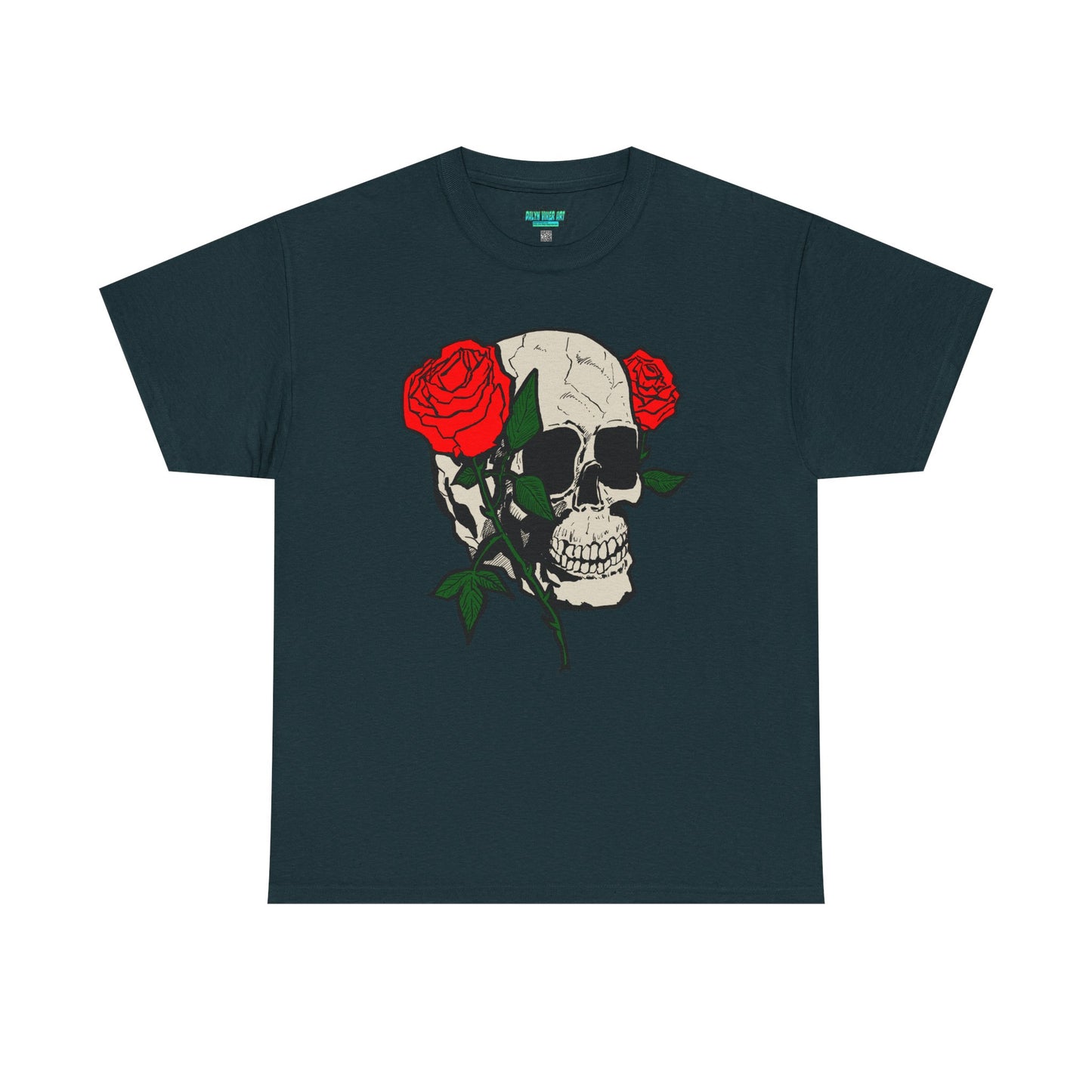 Skull & Roses Unisex Heavy Cotton Tee - Edgy Graphic T-Shirt for Casual Style