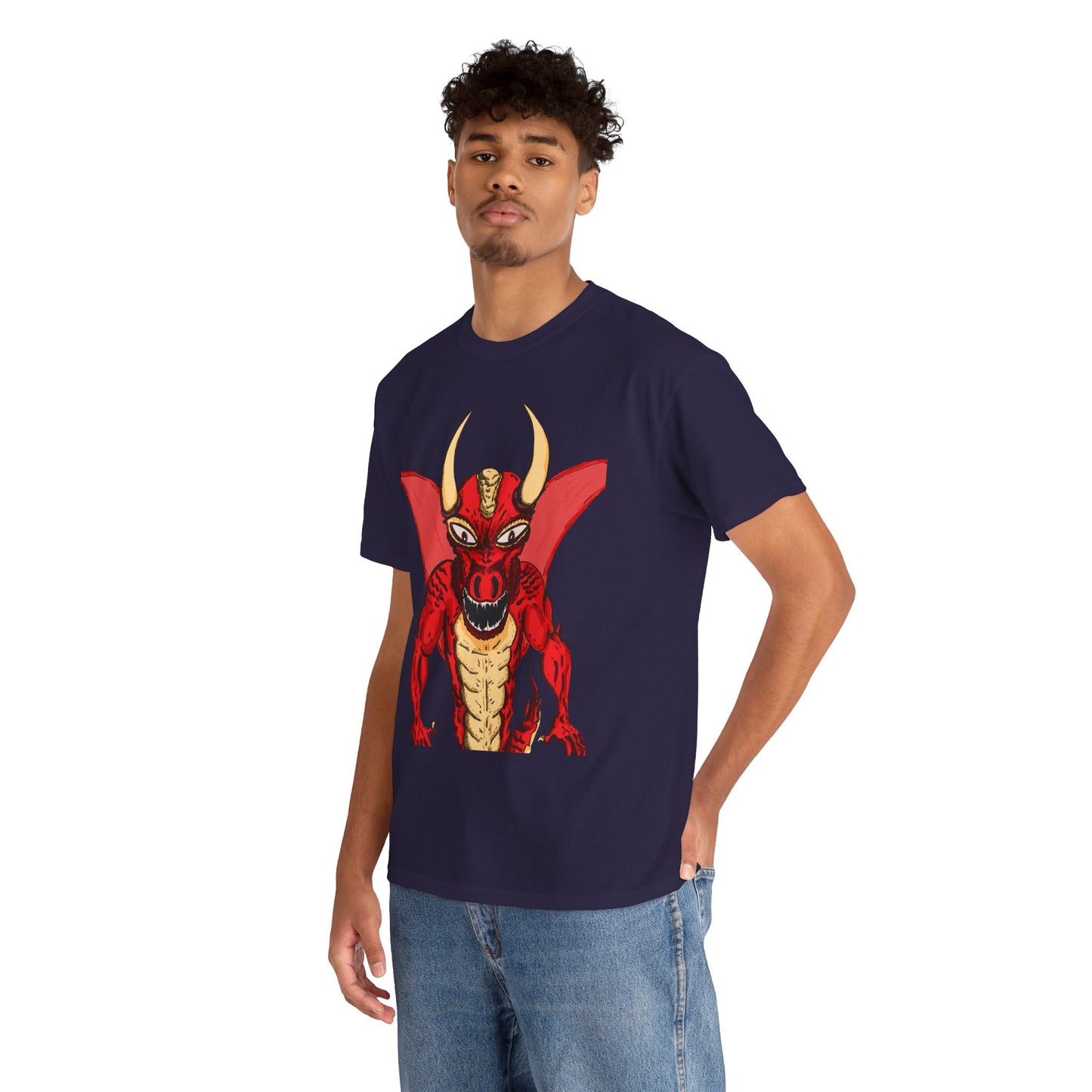 Bold Red Dragon Unisex Heavy Cotton Tee | Graphic Shirt for Anime Fans, Party Wear, Casual Outfit, Gift for Him/Her