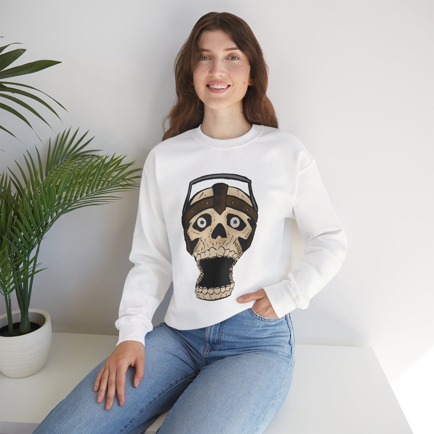 Screaming Skull Graphic Crewneck Sweatshirt - Unisex Heavy Blend™