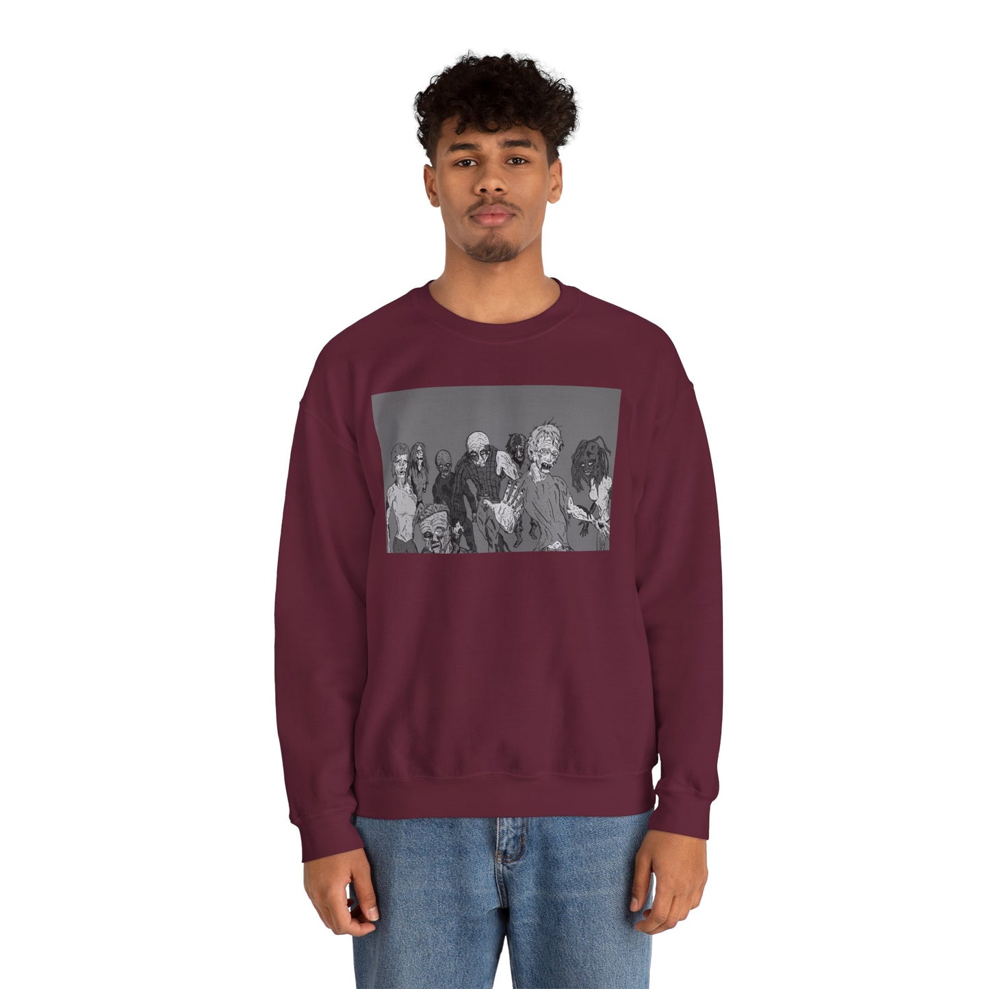 Vintage Zombie Horror Crewneck Sweatshirt - Unisex Heavy Blend™