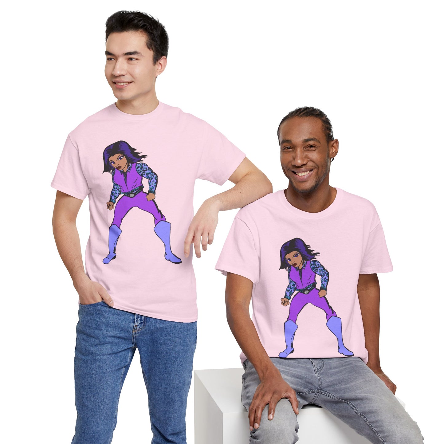 Retro Cartoon Hero Woman Character Unisex Heavy Cotton Tee, Vintage Graphic Tee, Fun T-Shirt, Gift for Fans, Casual Wear, Everyday Tee