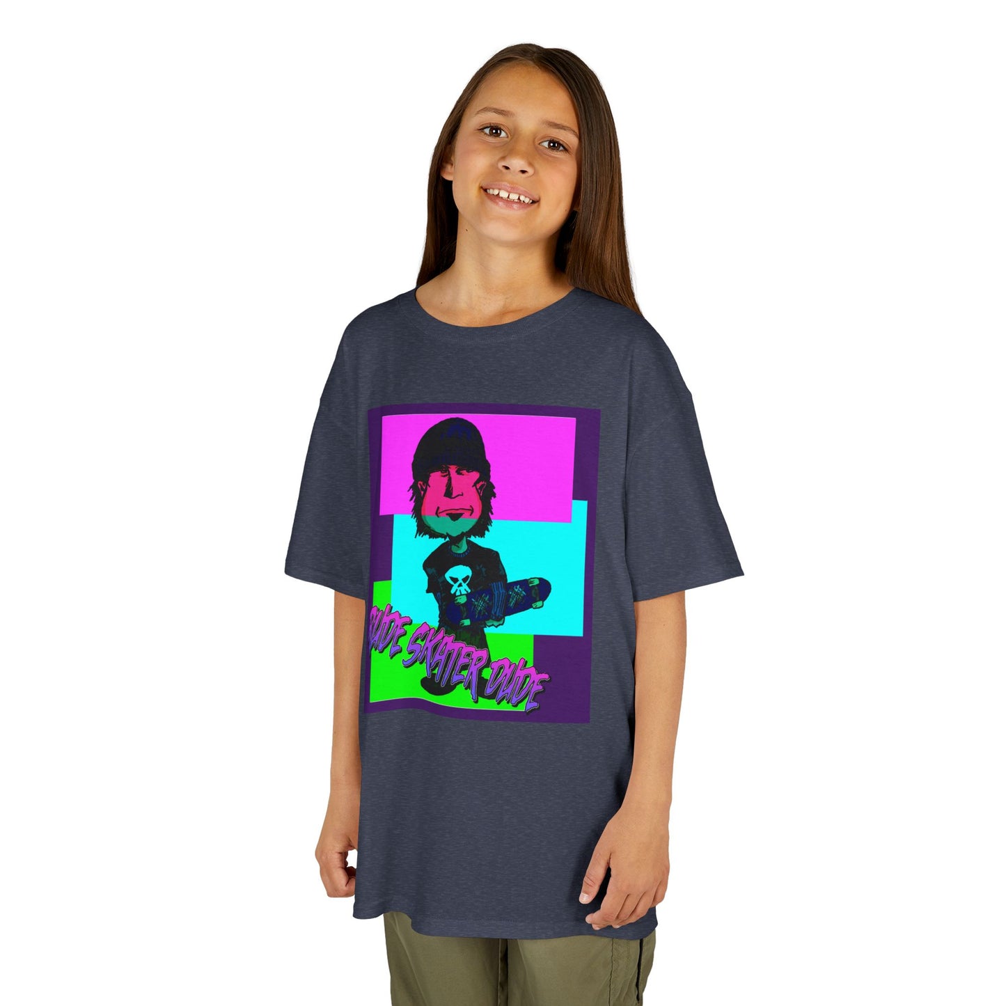 Kids Tee — Retro Neon Rude Skater Dude Kid Graphic T-Shirt