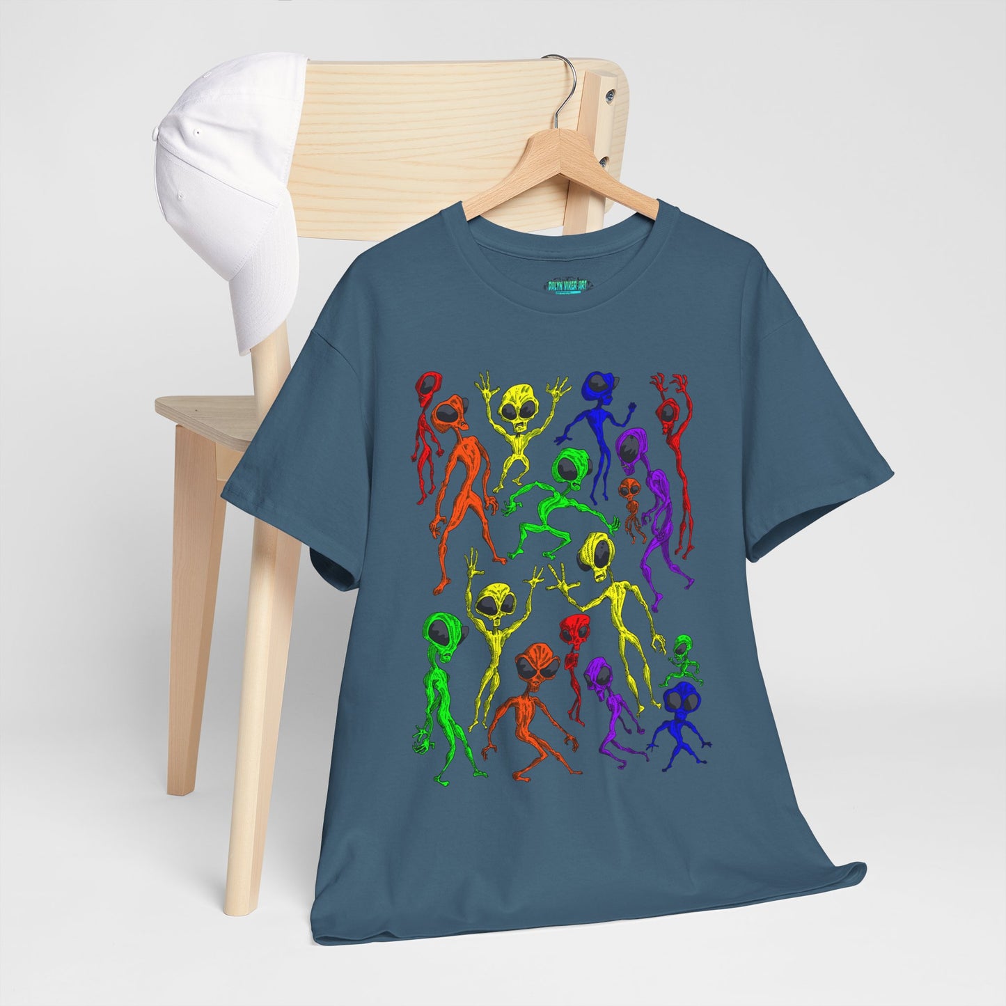 Rainbow Alien Dance Party Unisex Tee - Cosmic Sci-Fi Shirt