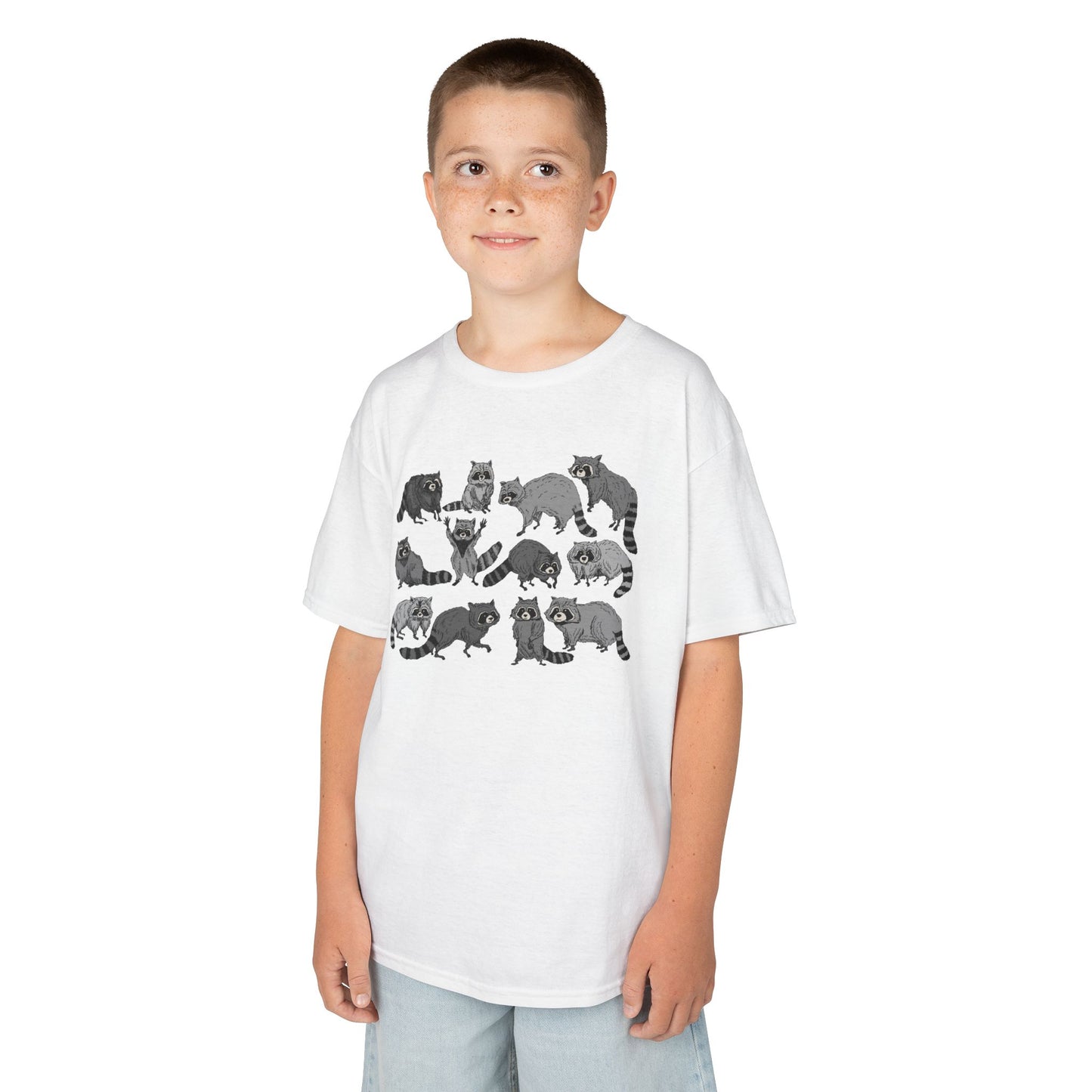Cute Raccoons Pattern Kids Tee, Animal Lover Gift, Funny Raccoon Shirt, Children's Apparel, Birthday Outfit, Pet Lover Tee