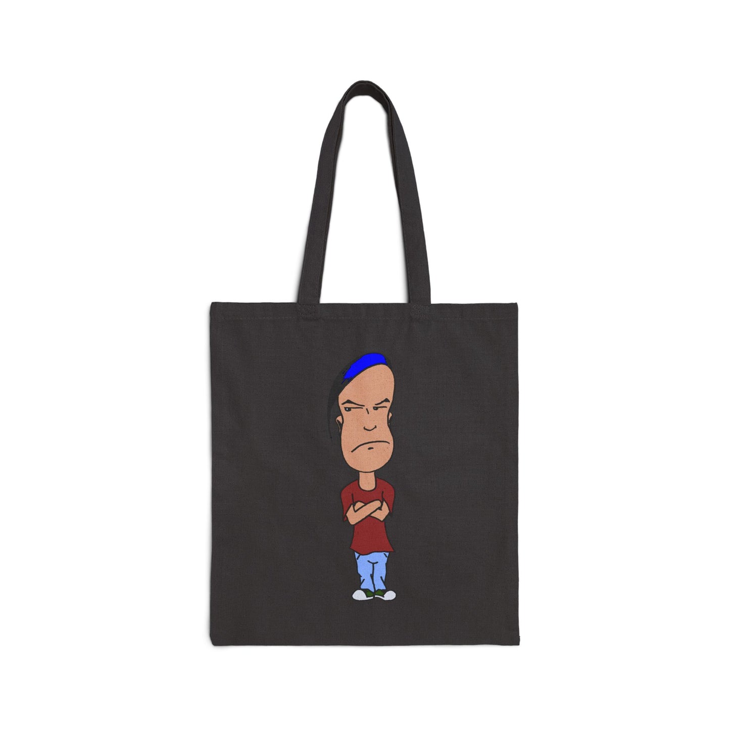Smug - Canvas Tote Bag — Cartoon Grumpy Teen Character Illustration