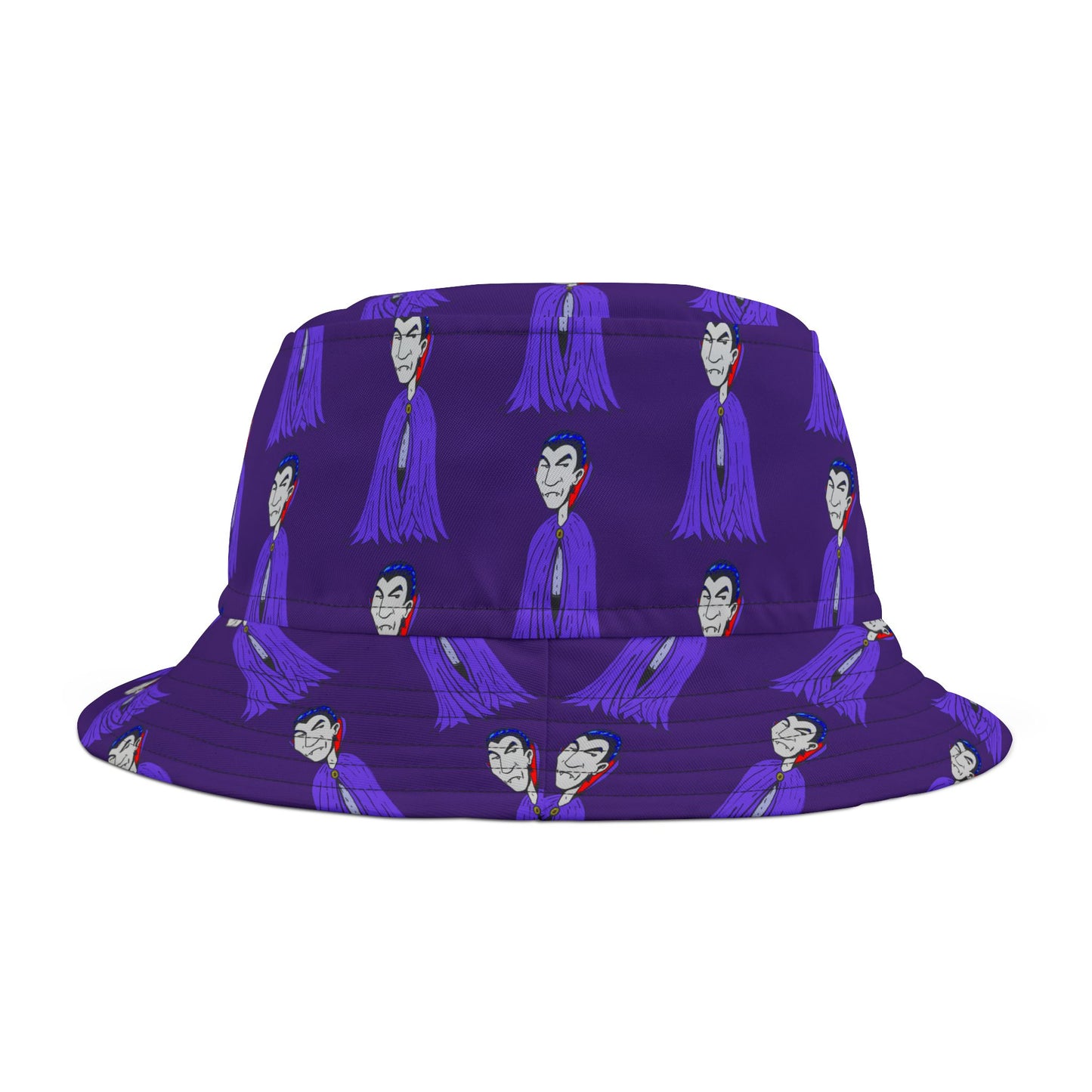 Vampire Pattern Purple Bucket Hat — Halloween Gothic Aesthetic