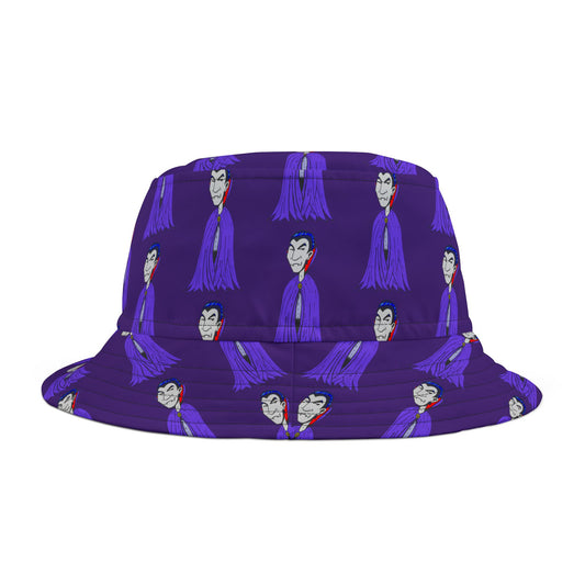 Vampire Pattern Purple Bucket Hat — Halloween Gothic Aesthetic