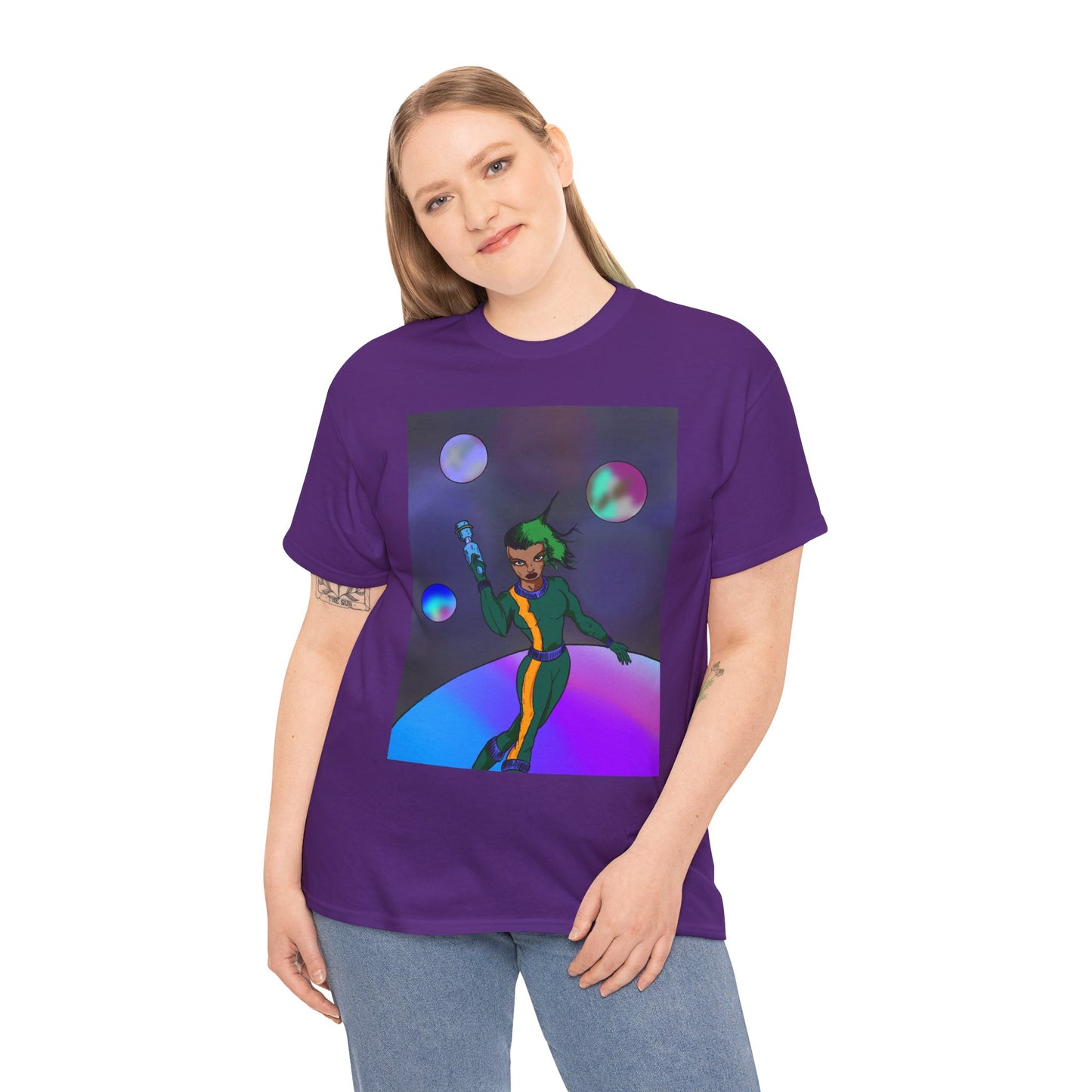 Cosmic Hero Vibe Tee - Unisex Heavy Cotton Tee, Space Art Shirt, Retro Sci-Fi T-Shirt, Gift for Space Lovers, Unique Graphic Tee